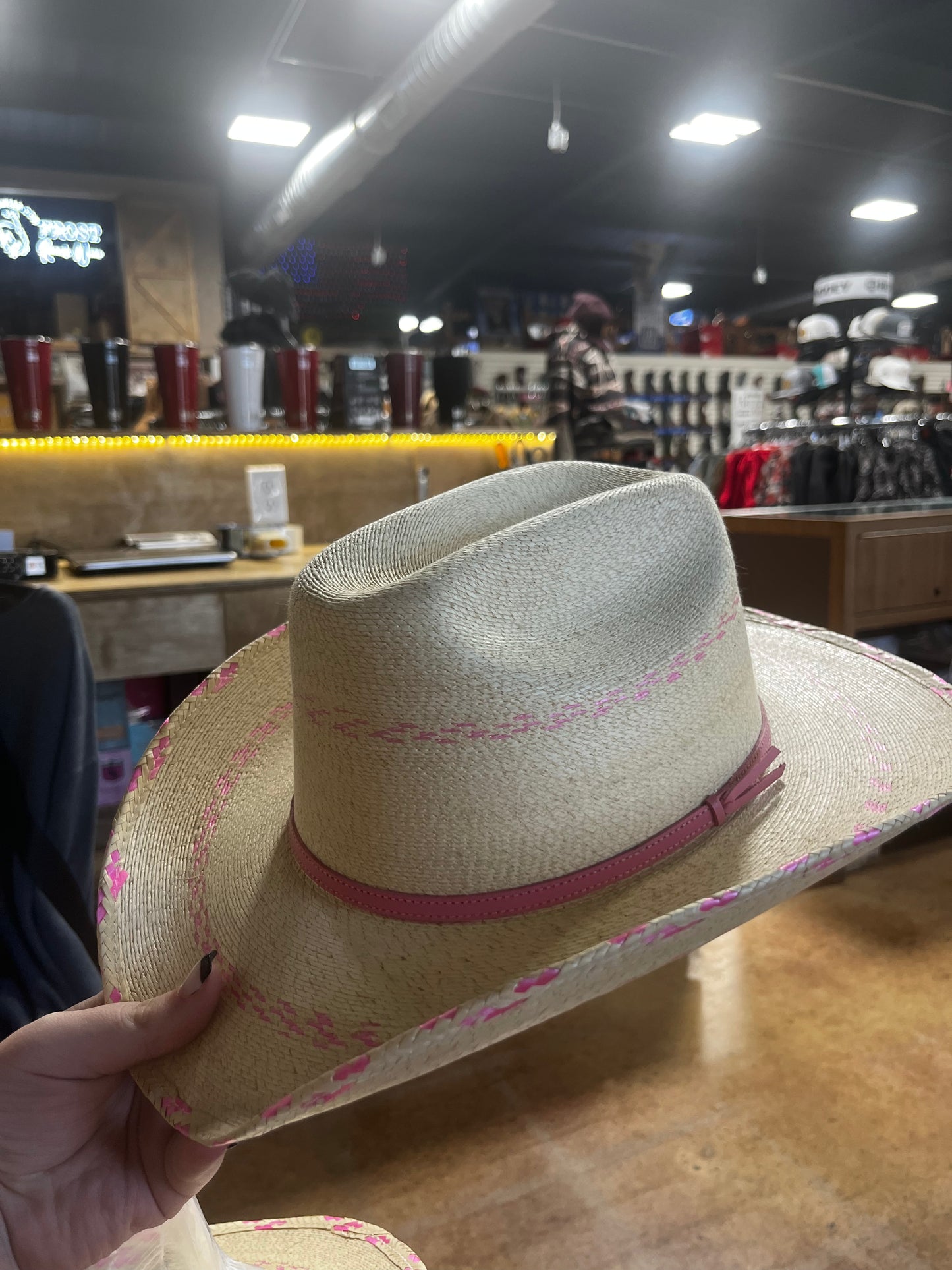 Kids Pink Straw Hat