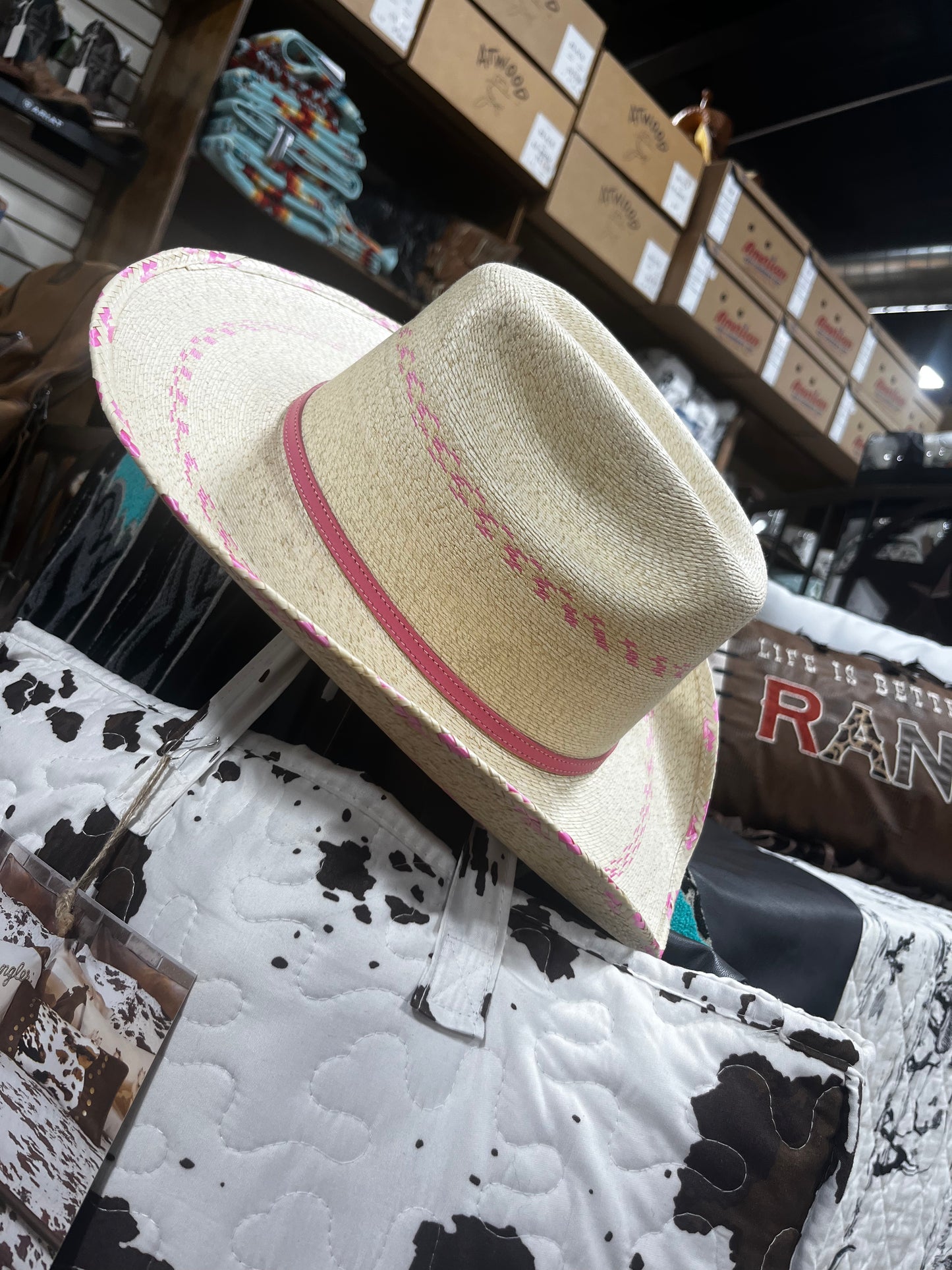 Kids Pink Straw Hat