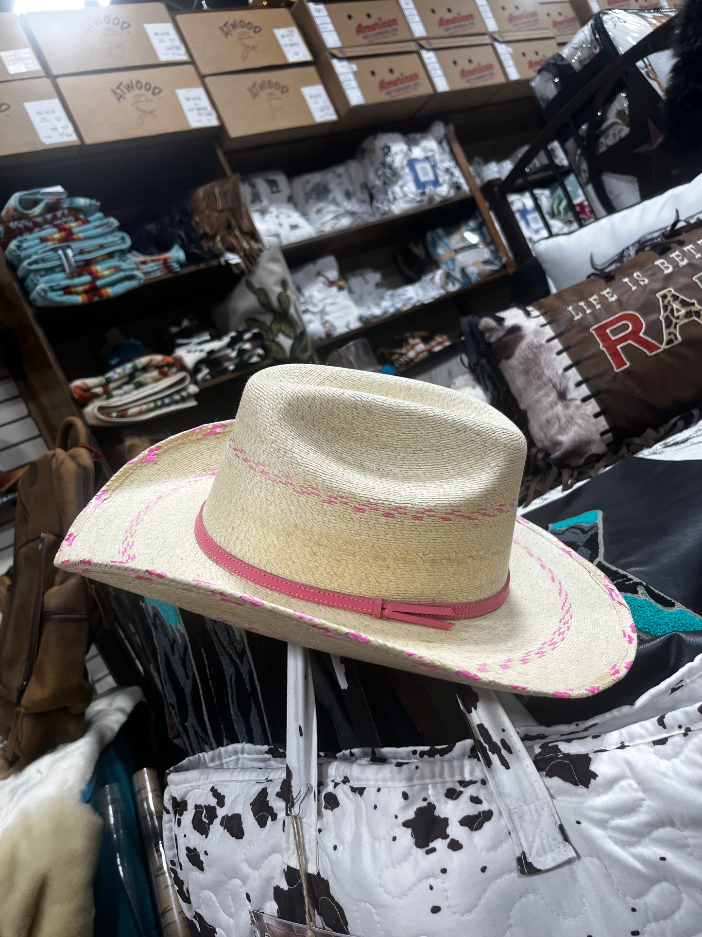 Kids Pink Straw Hat