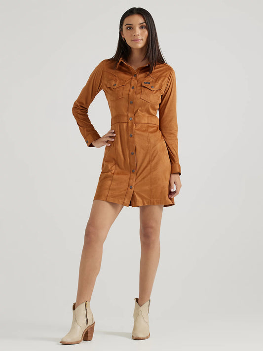 Women’s Wrangler Sueded Western Snap Shirt Dress