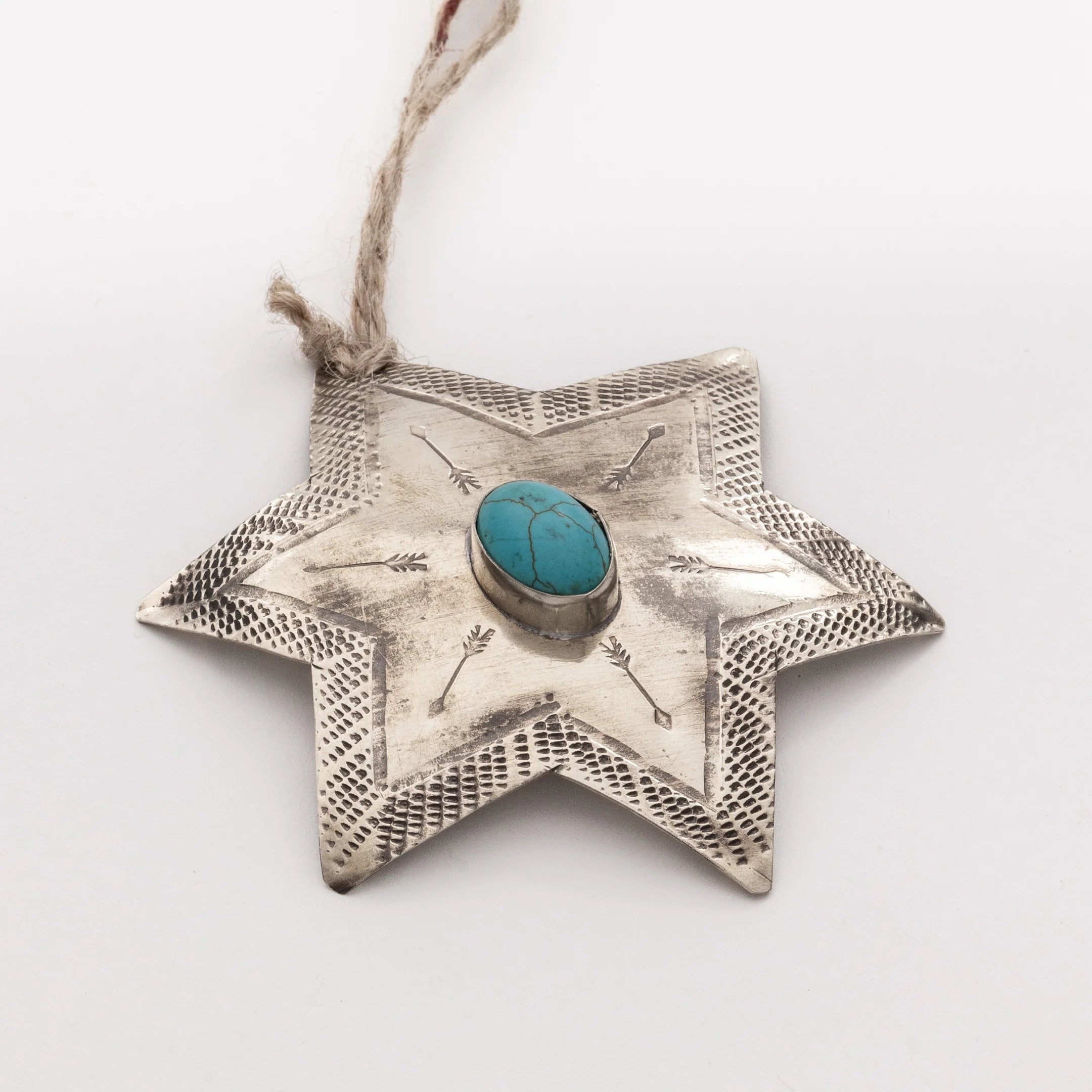 Silver Star Ornament with Turquoise