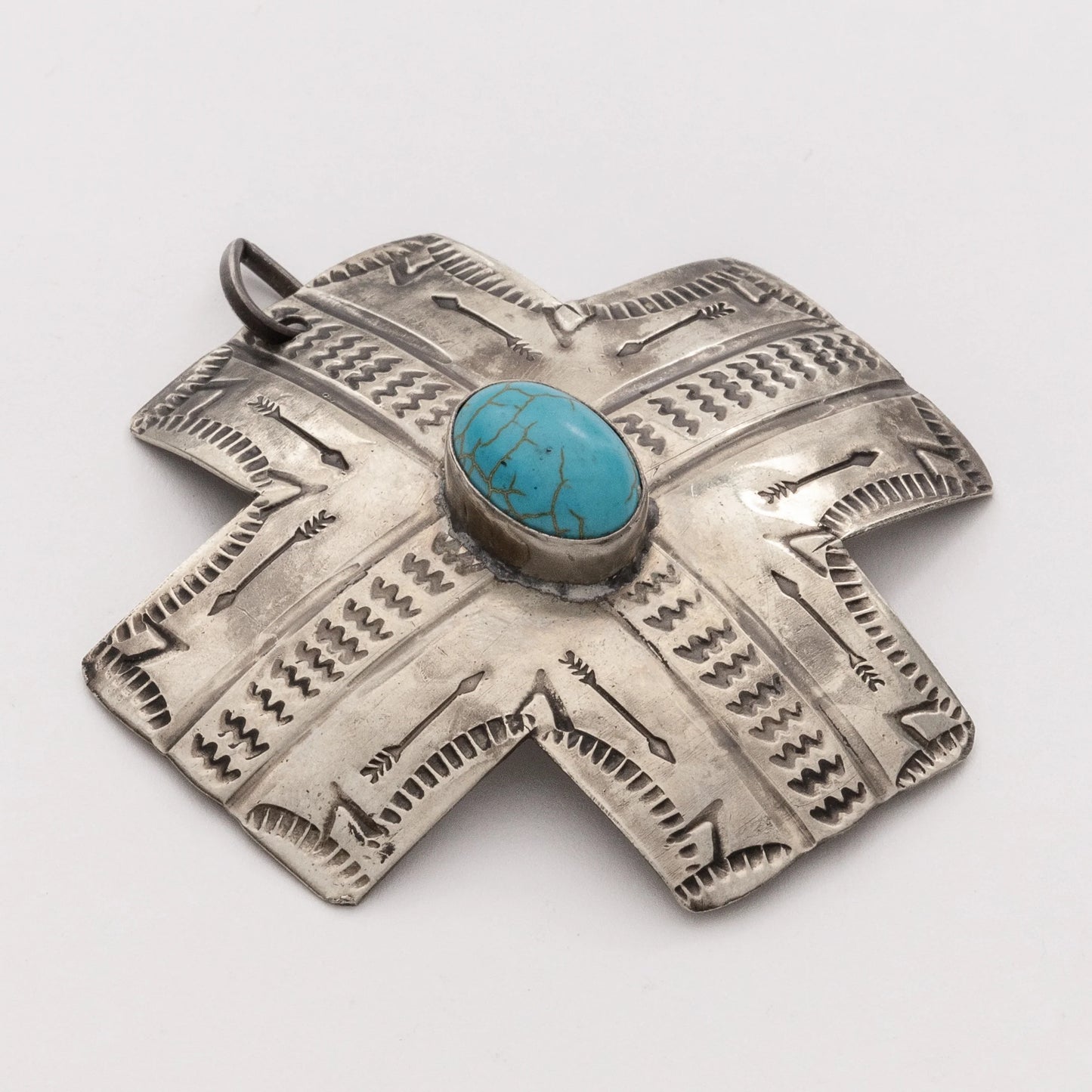 Silver Cross Ornaments with Turquoise