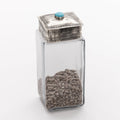 Large Glass Bottom Canister with Silver & Turquoise