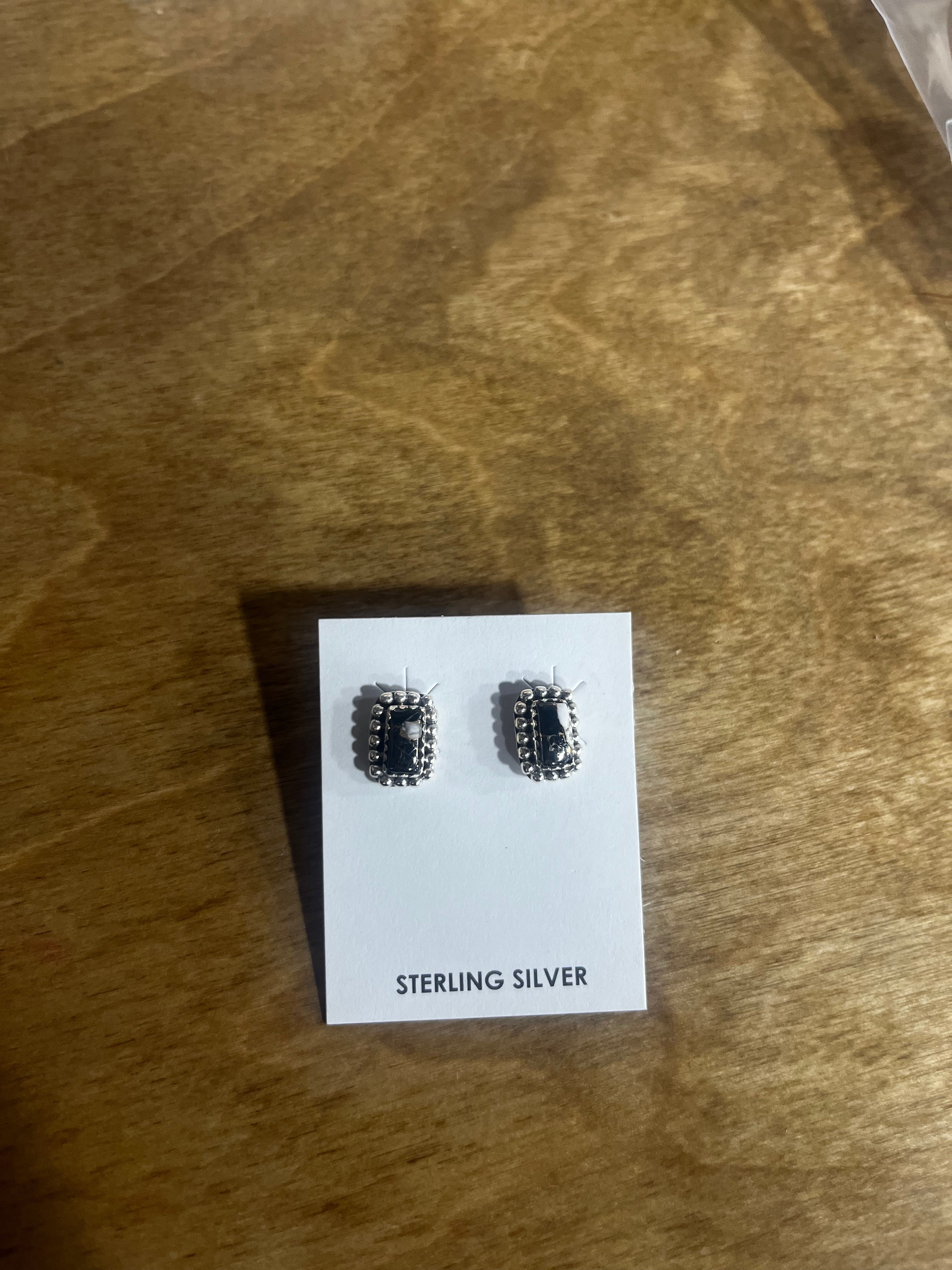 White Buffalo Table Stud Earrings