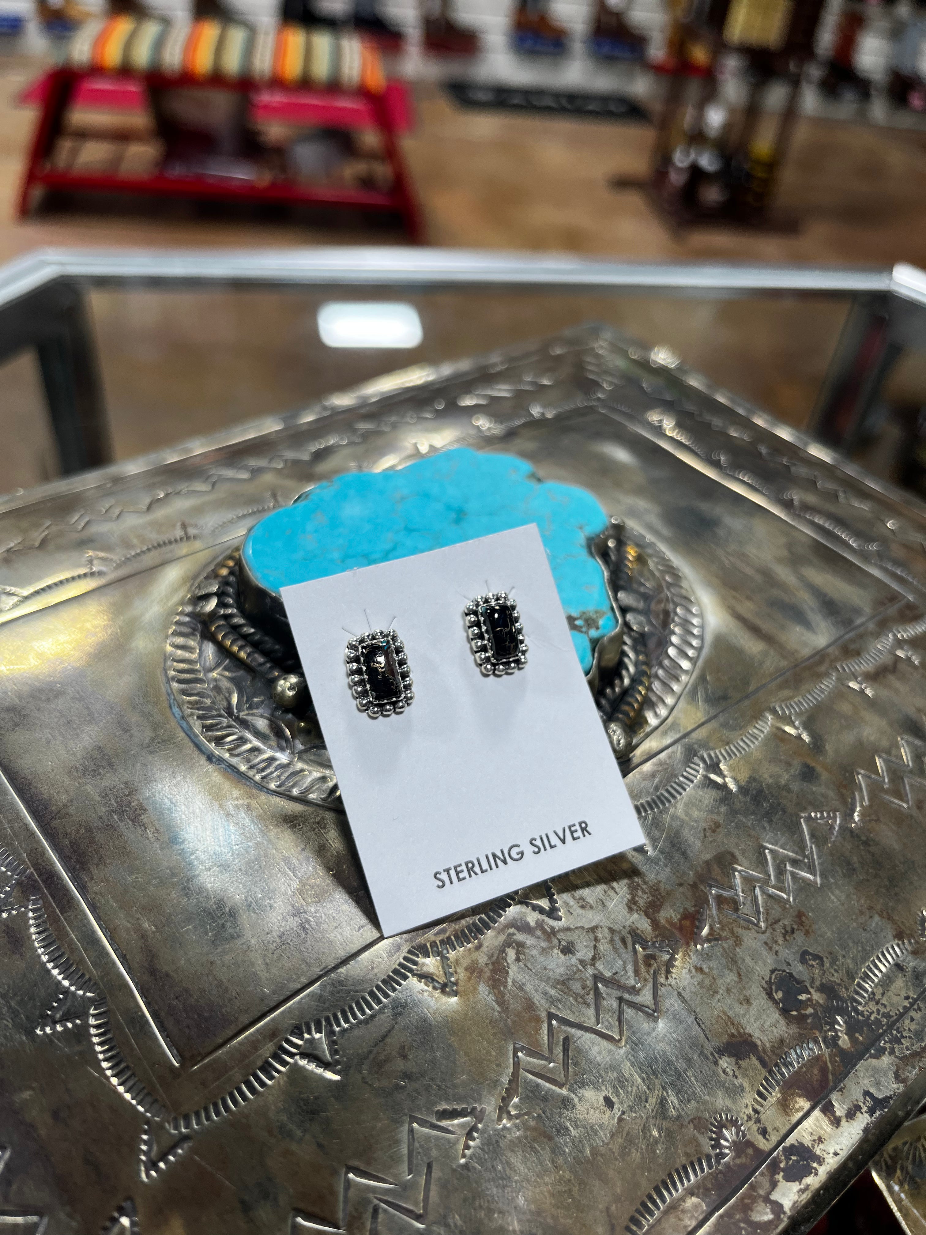 White Buffalo Table Stud Earrings