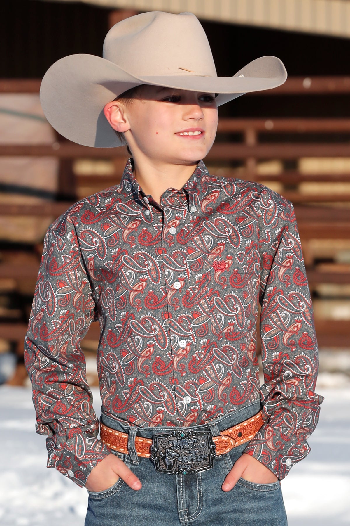 Cinch Boys Red Paisley Shirt (0329)