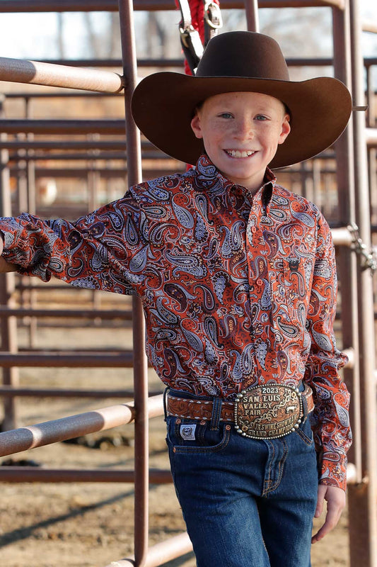 Boy’s Orange Paisley Shirt (0365)