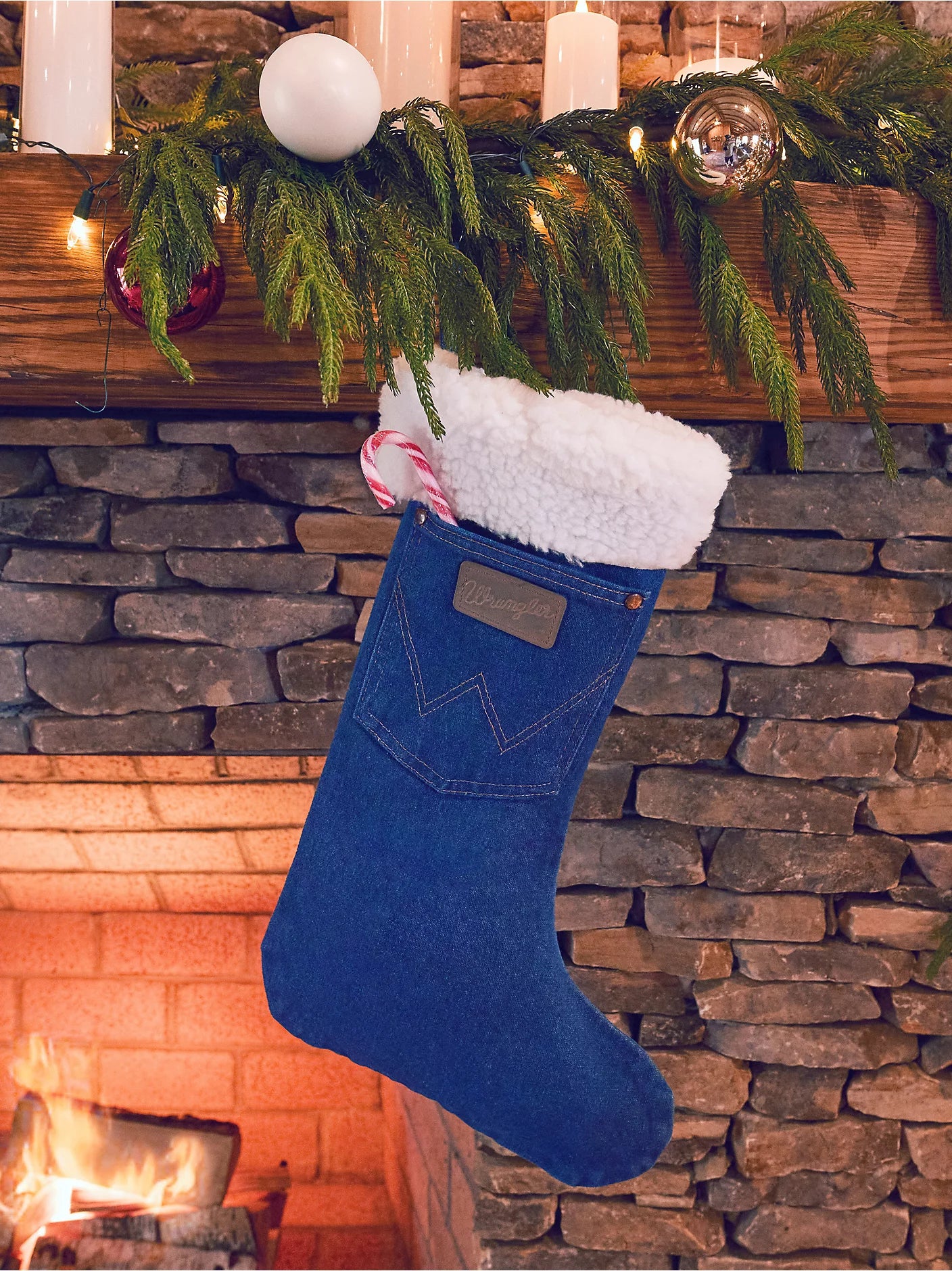 Wrangler® Denim Christmas Stocking Sherpa