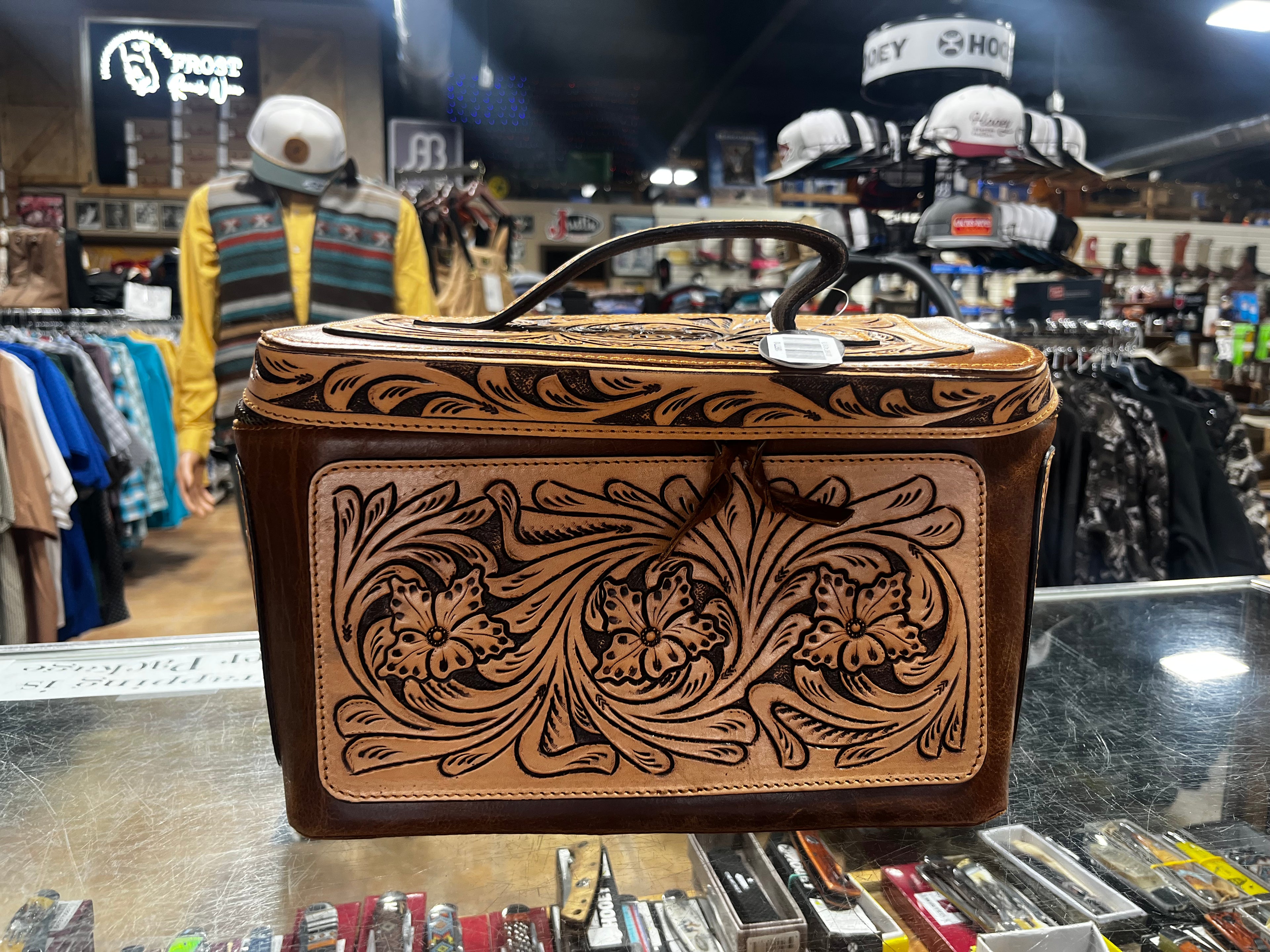 Tolled leather Makeup Bag