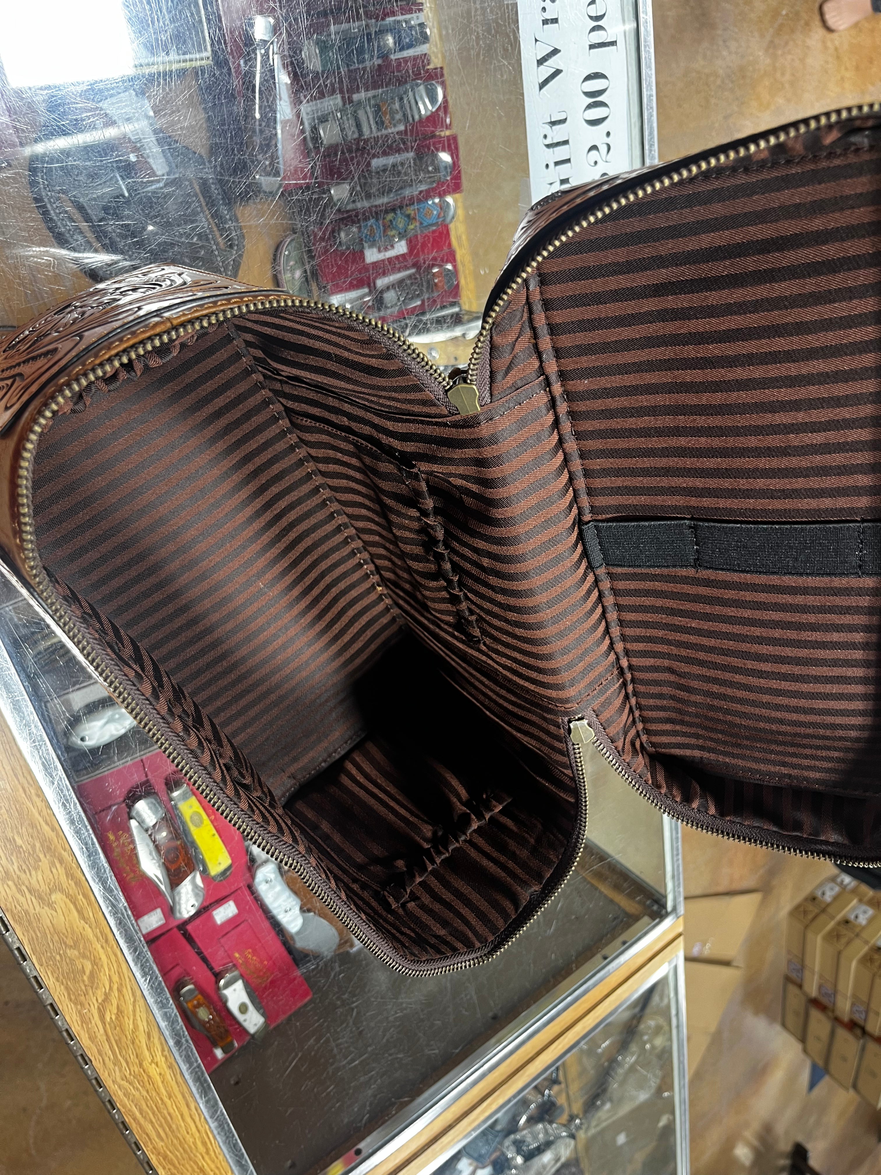 Tolled leather Makeup Bag