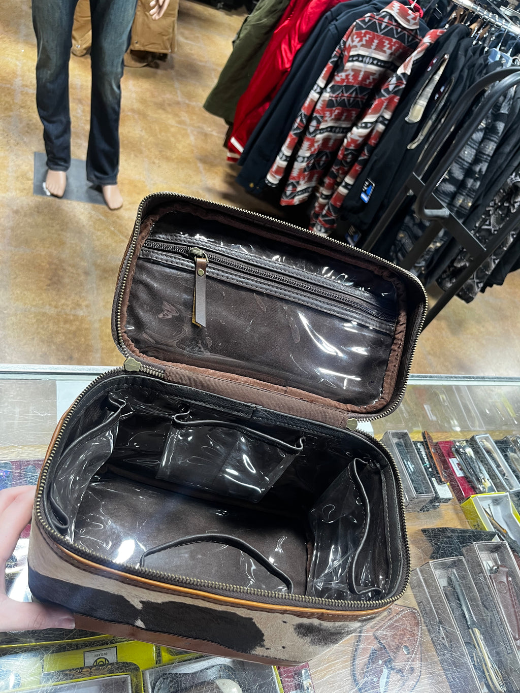 Leather Cowhide Makeup Bag