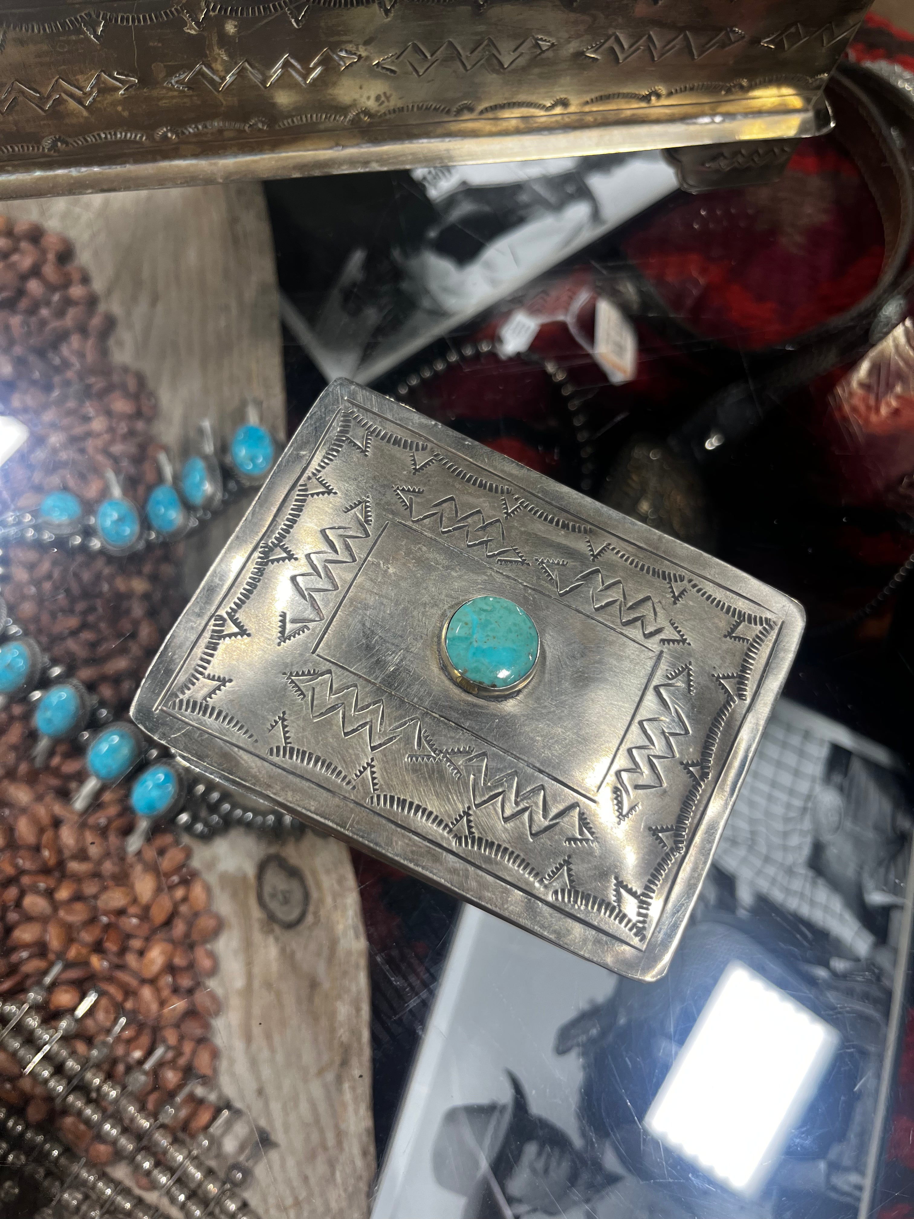 Small Stamped Box with Turquoise