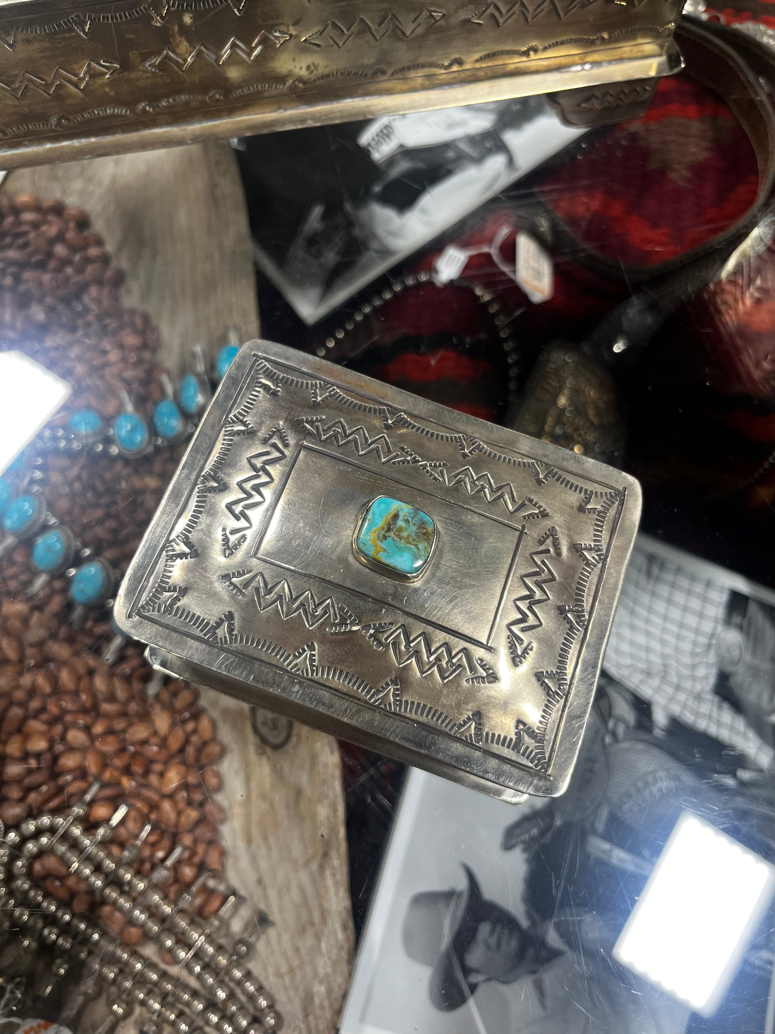 Small Stamped Box with Turquoise