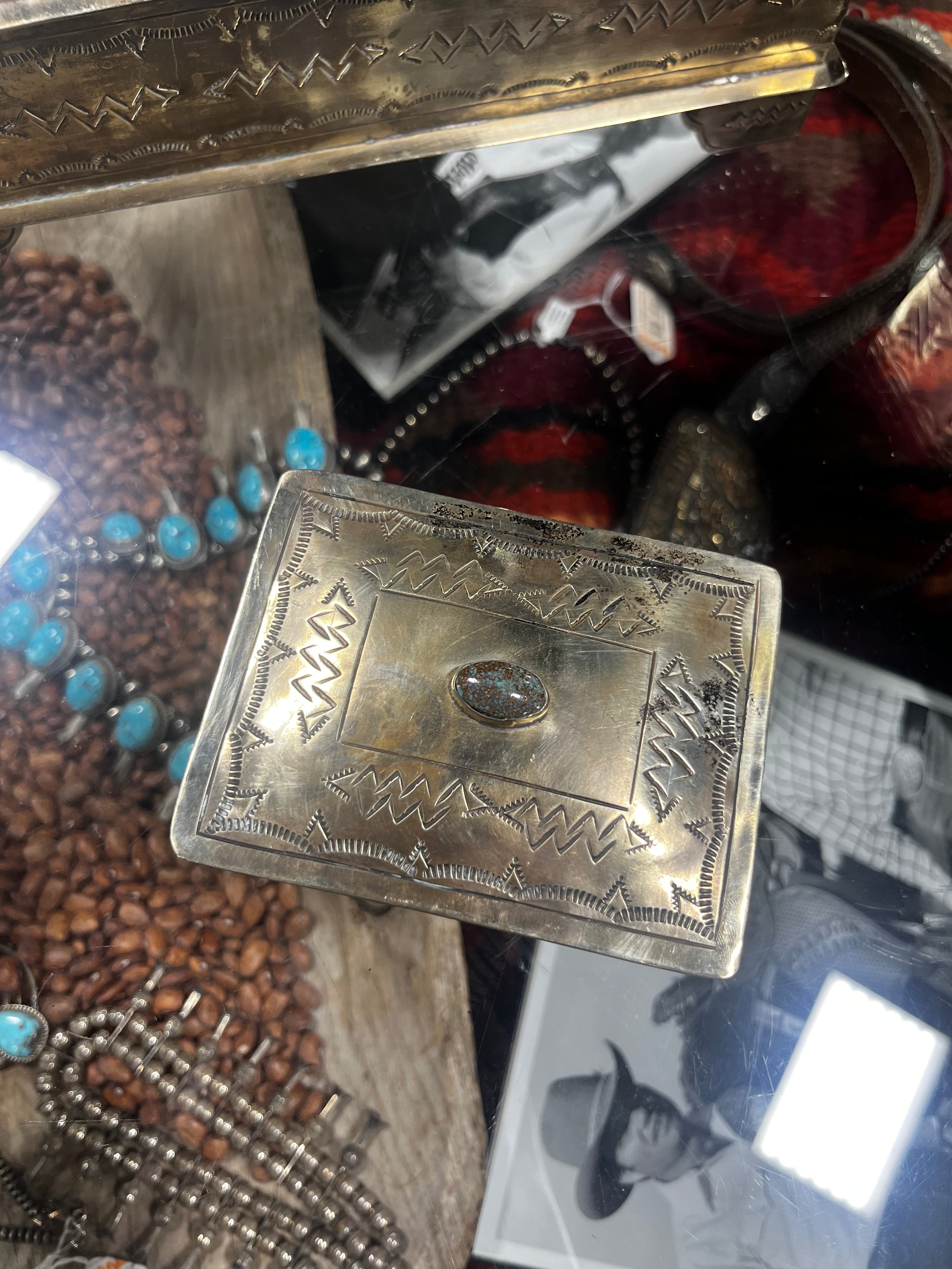 Small Stamped Box with Turquoise