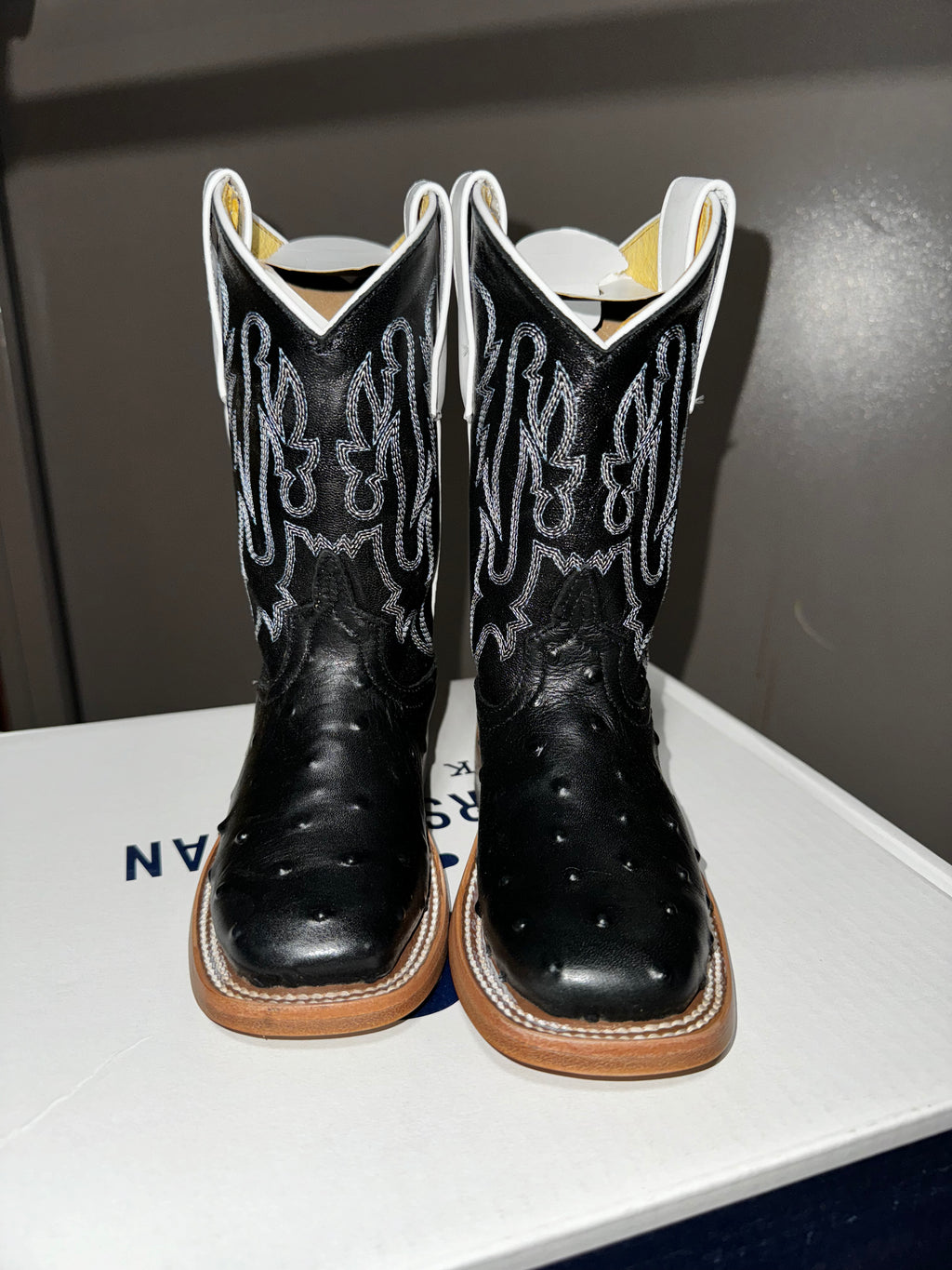 Anderson Bean Kids Black Impostrich Boots (3015)