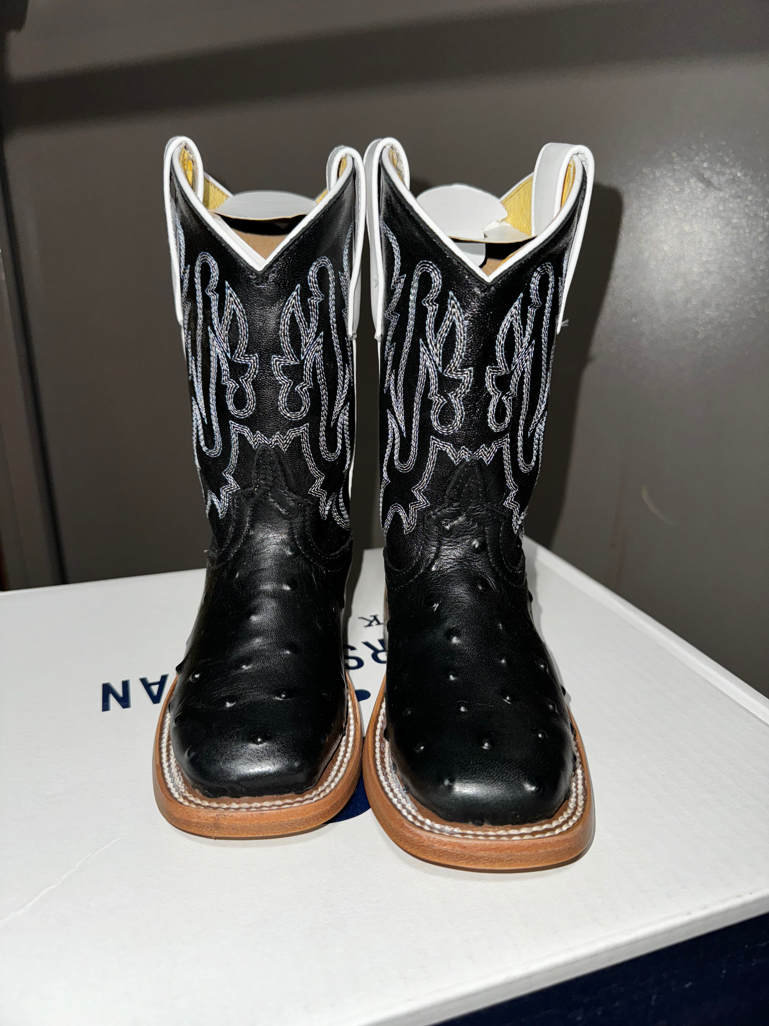 Anderson Bean Kids Black Impostrich Boots (3015)