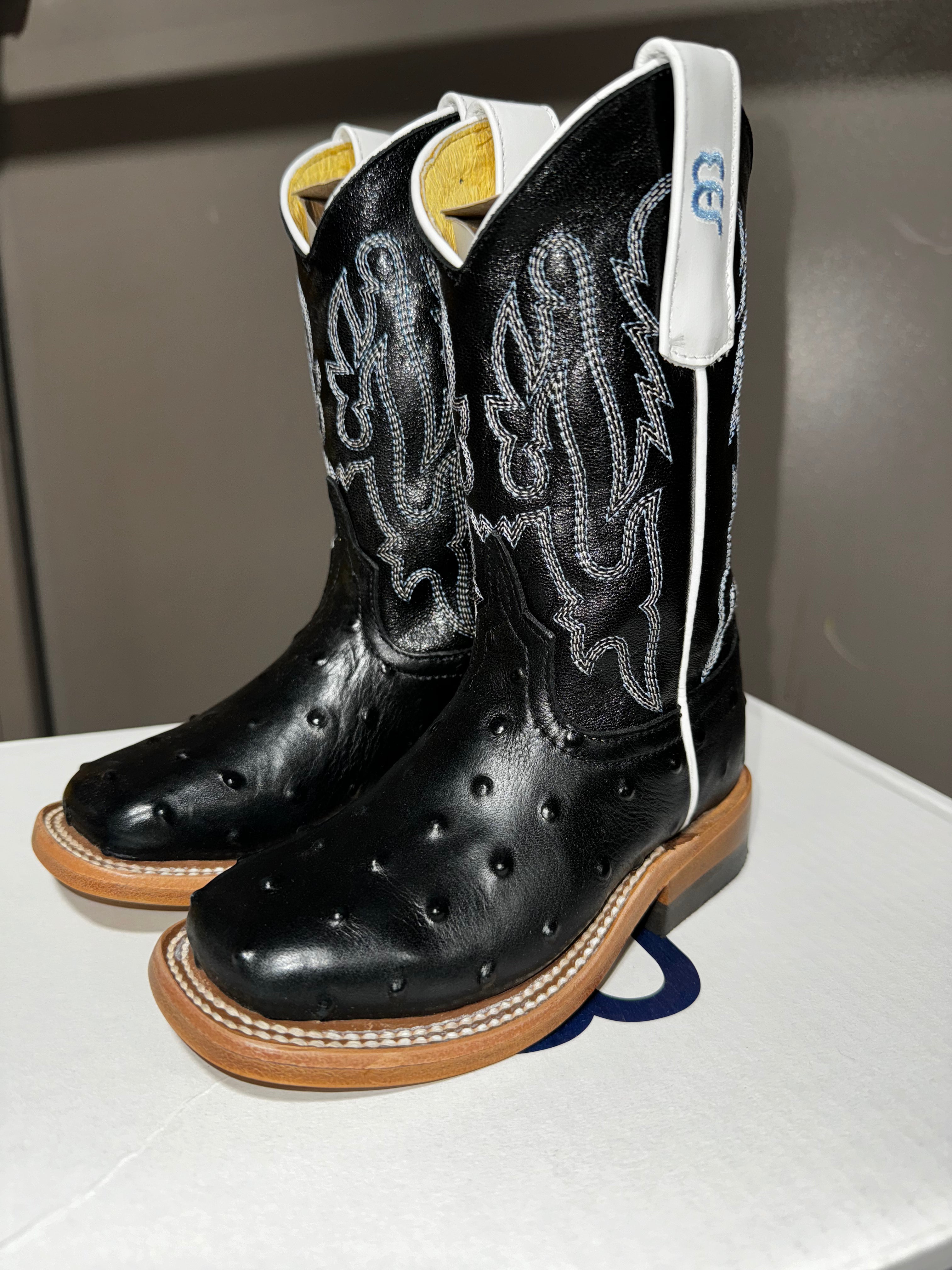 Anderson Bean Kids Black Impostrich Boots (3015)