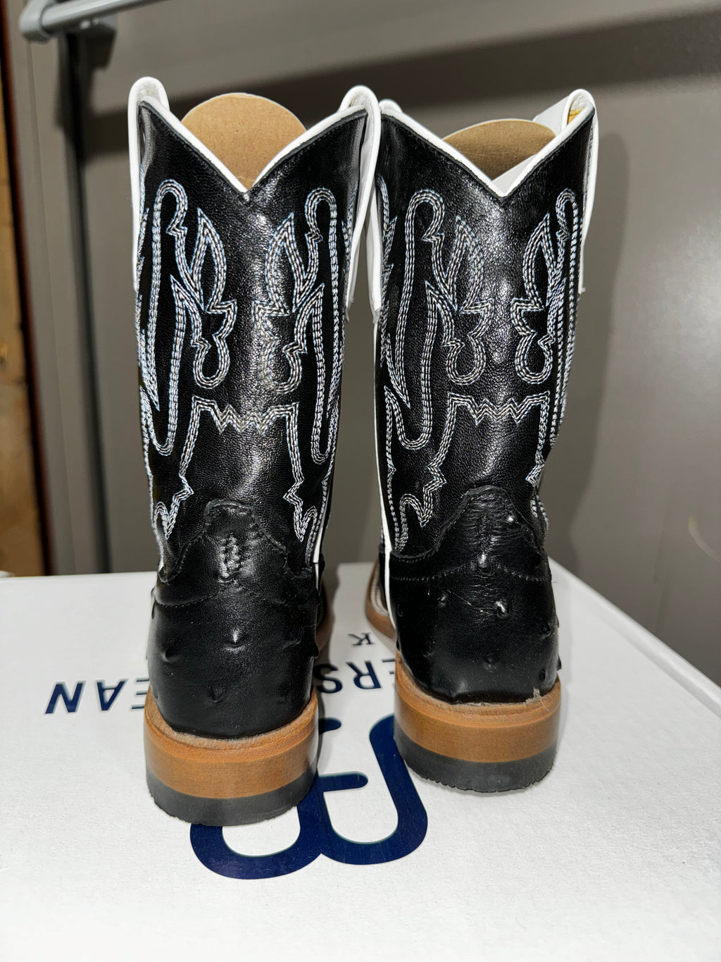 Anderson Bean Kids Black Impostrich Boots (3015)