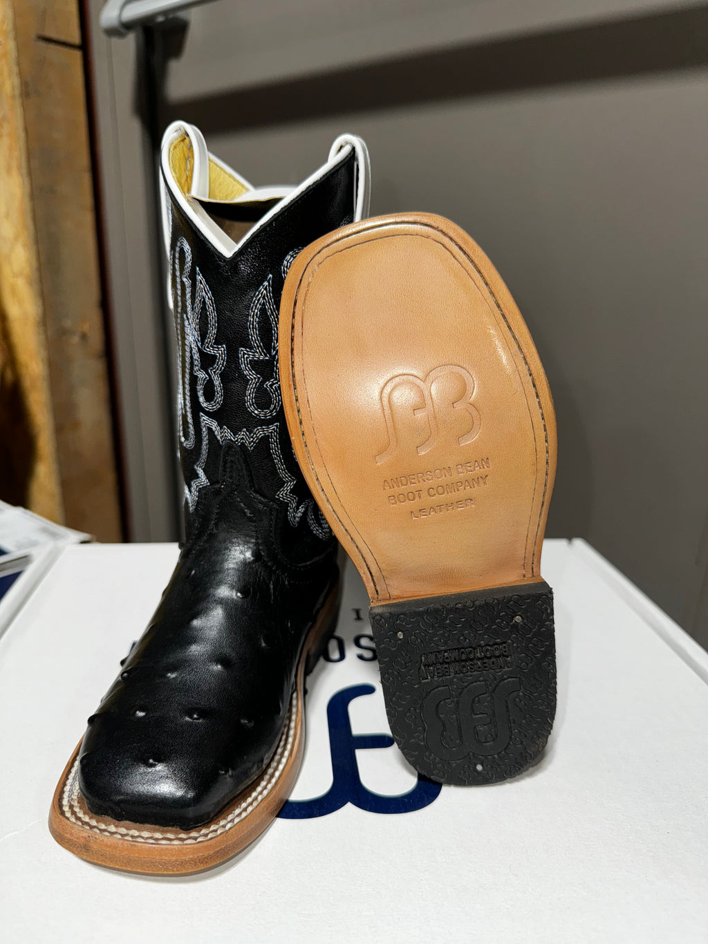 Anderson Bean Kids Black Impostrich Boots (3015)