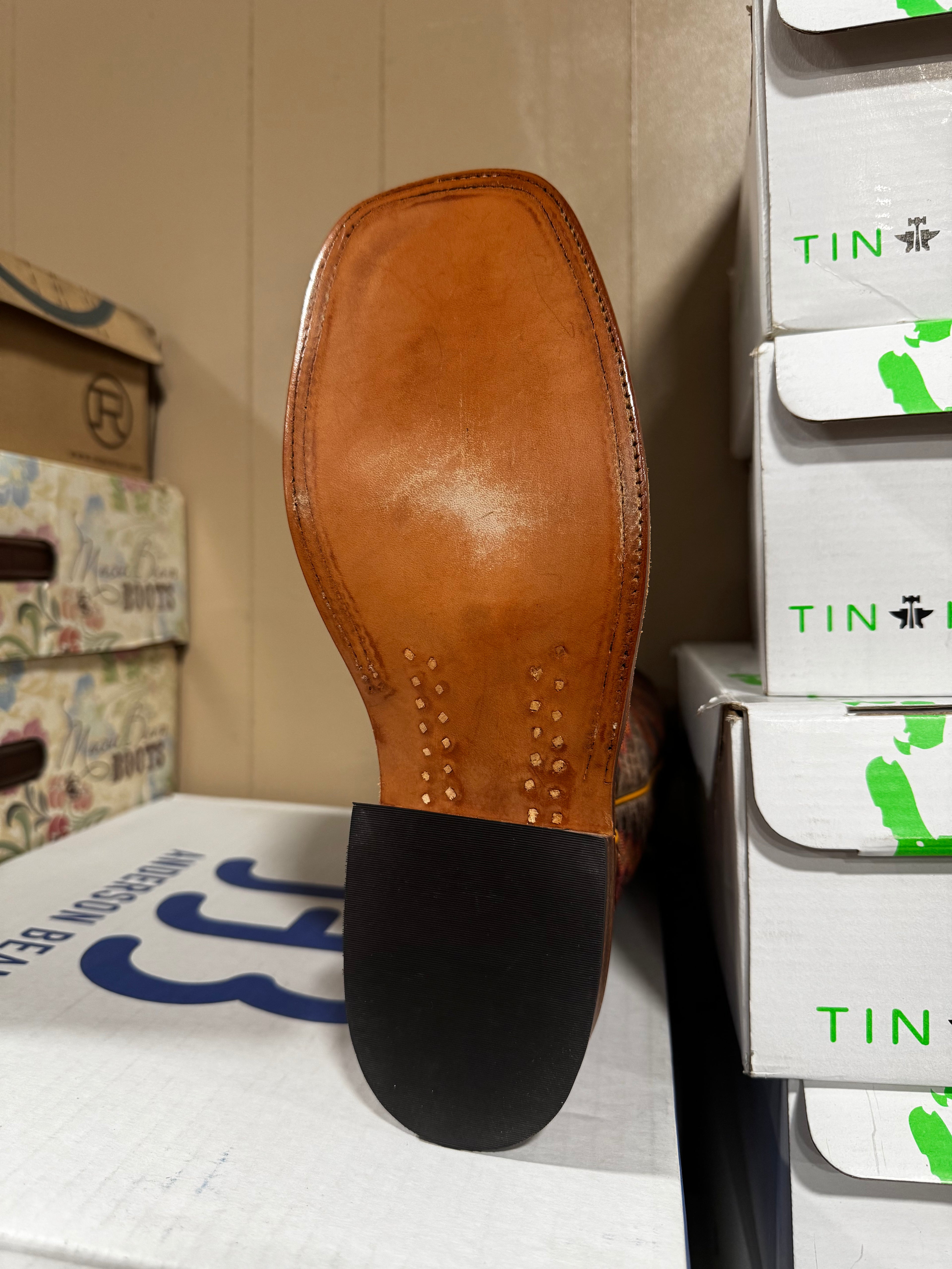 Anderson Bean Rum Brown Ostrich Boots (s1099)