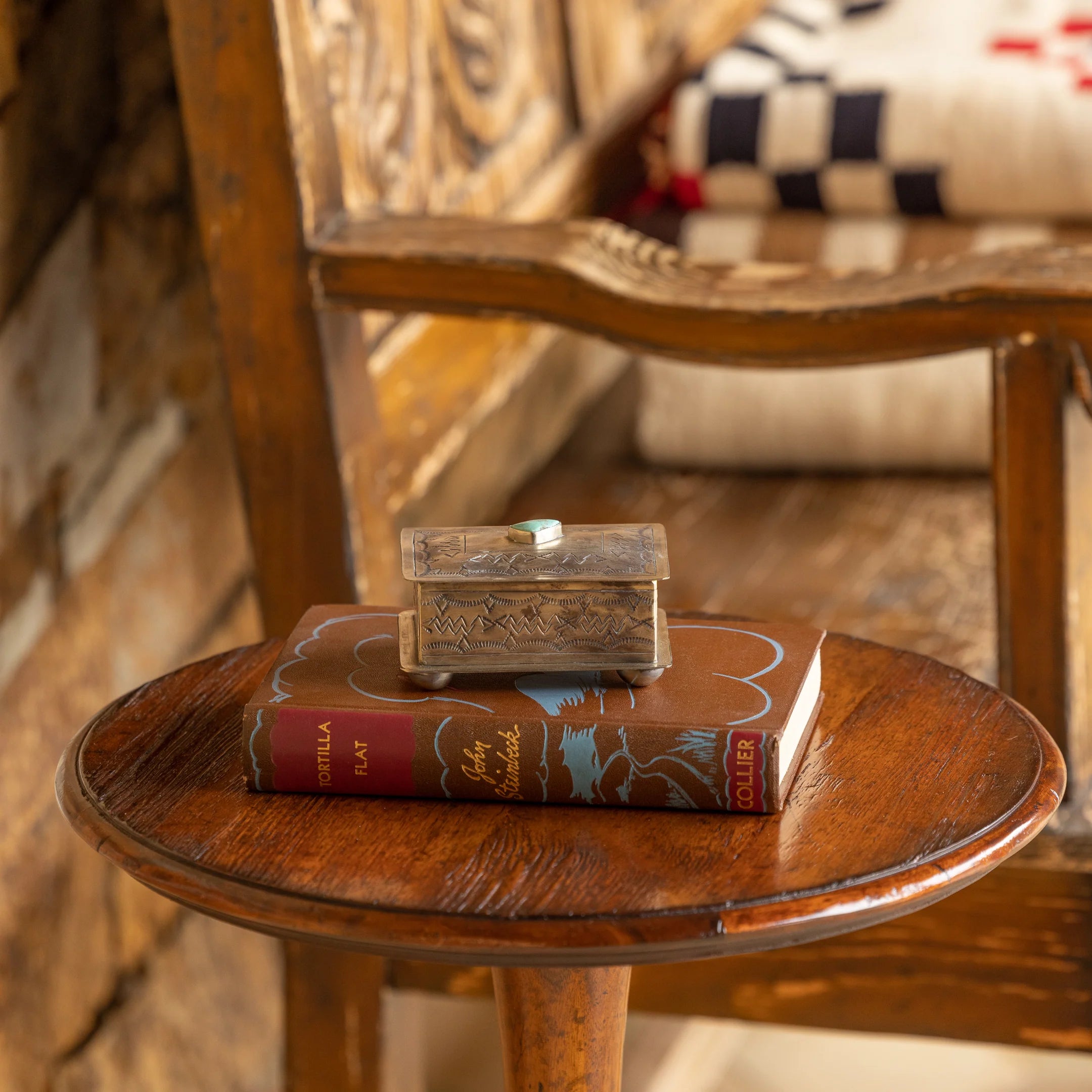 Small Stamped Box with Turquoise
