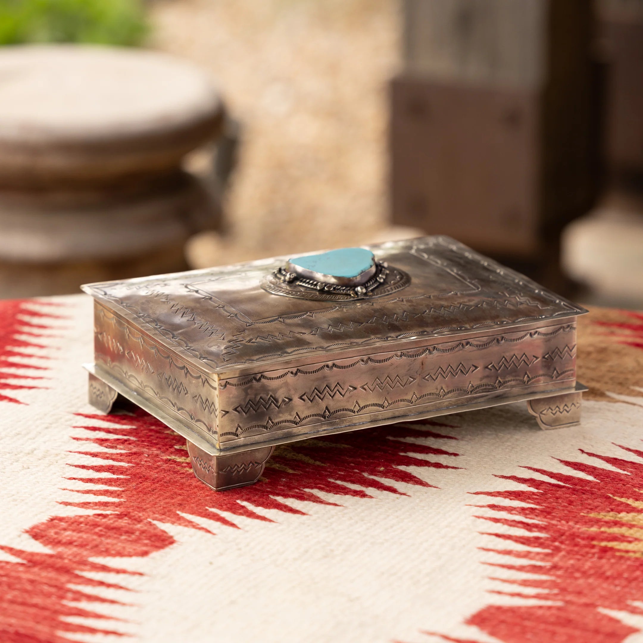 Stamped Bible Box with Turquoise