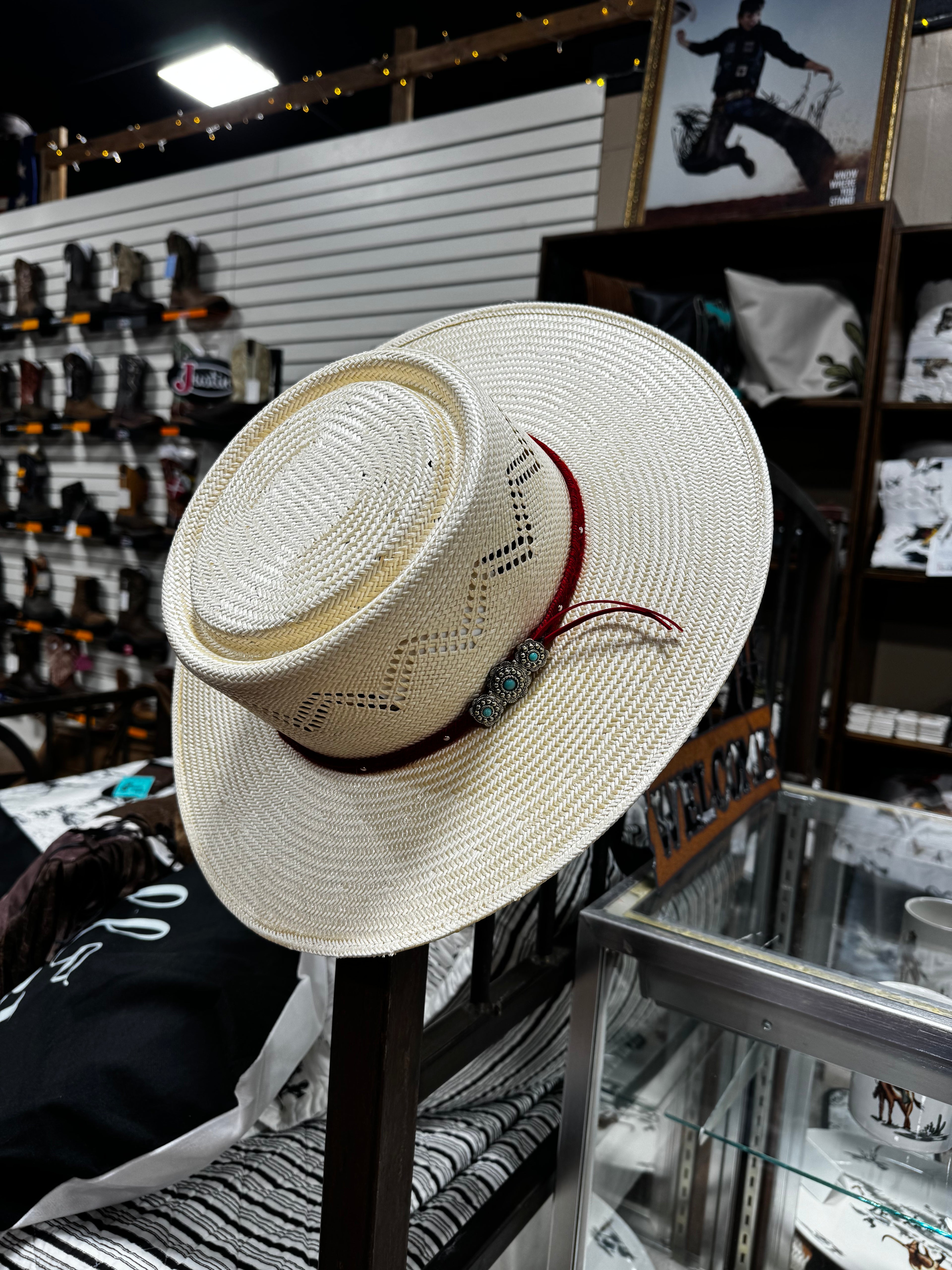 Charlie 1 Horse Painted Borders Straw Hat