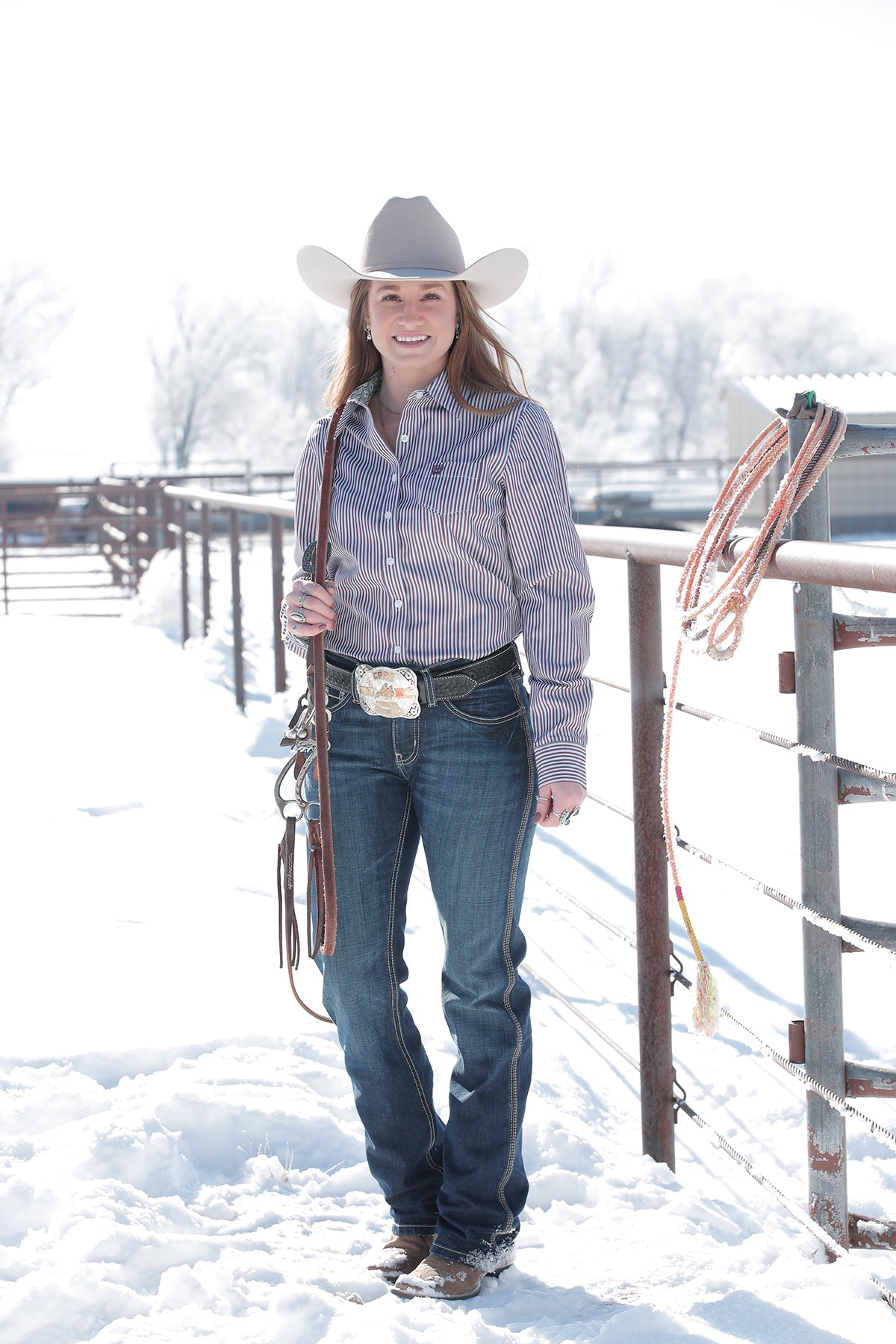 Cinch Women’s Purple/Green Stripe Shirt (4213)