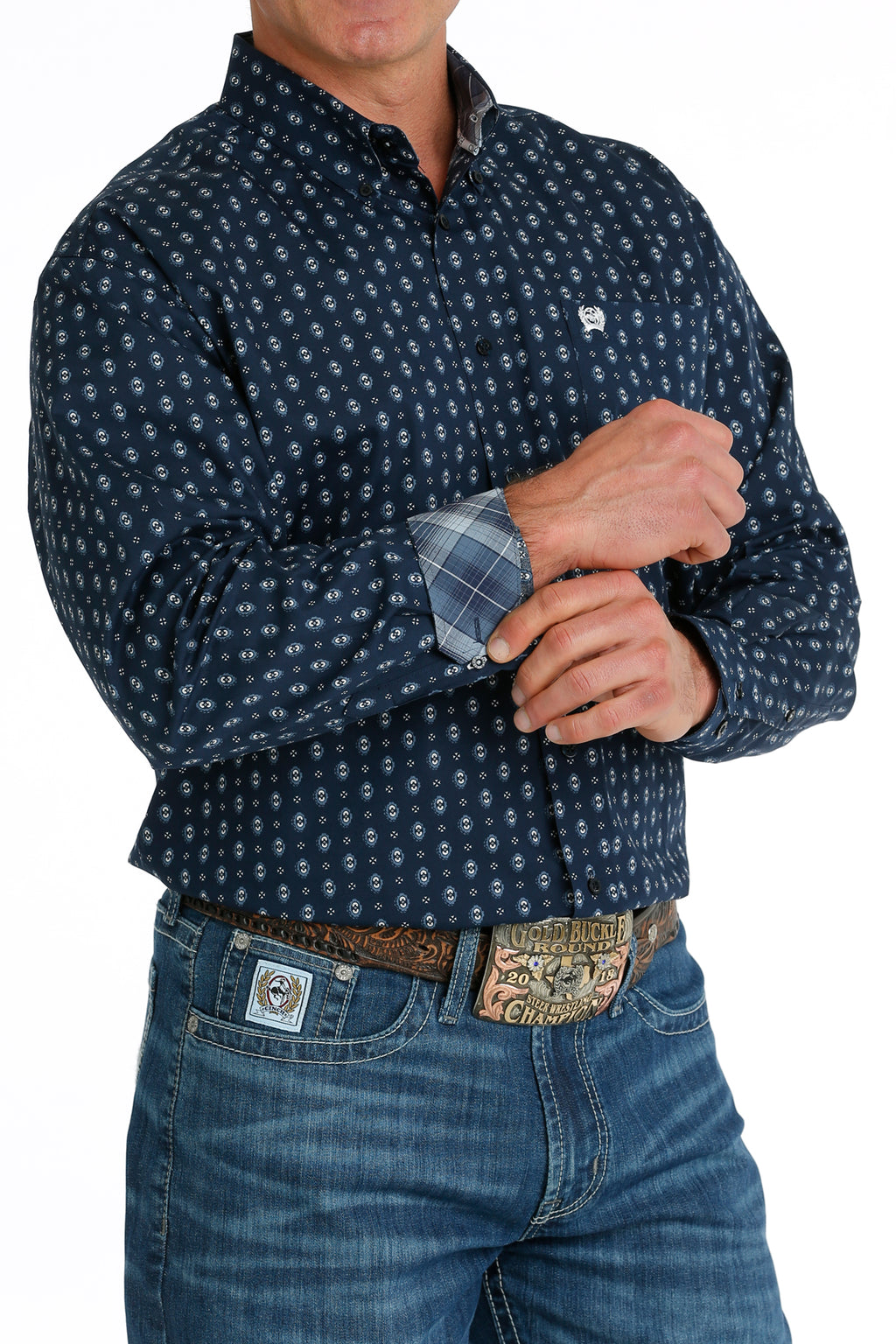 Cinch Men’s Navy Patterned Shirt (5695)