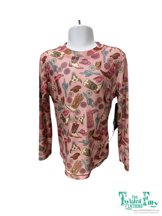 Pink Boot Mesh Top