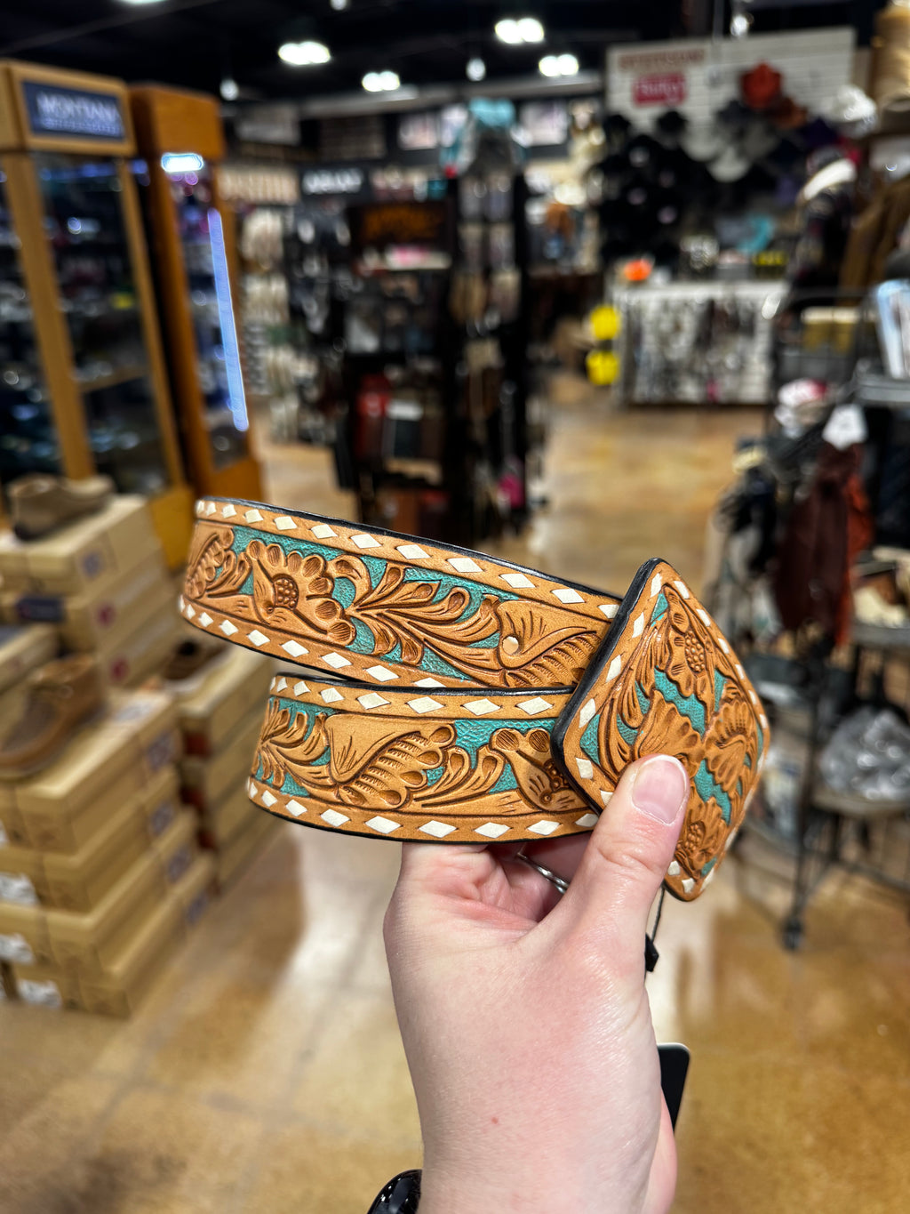 American Darling Turquoise Tooled Belt