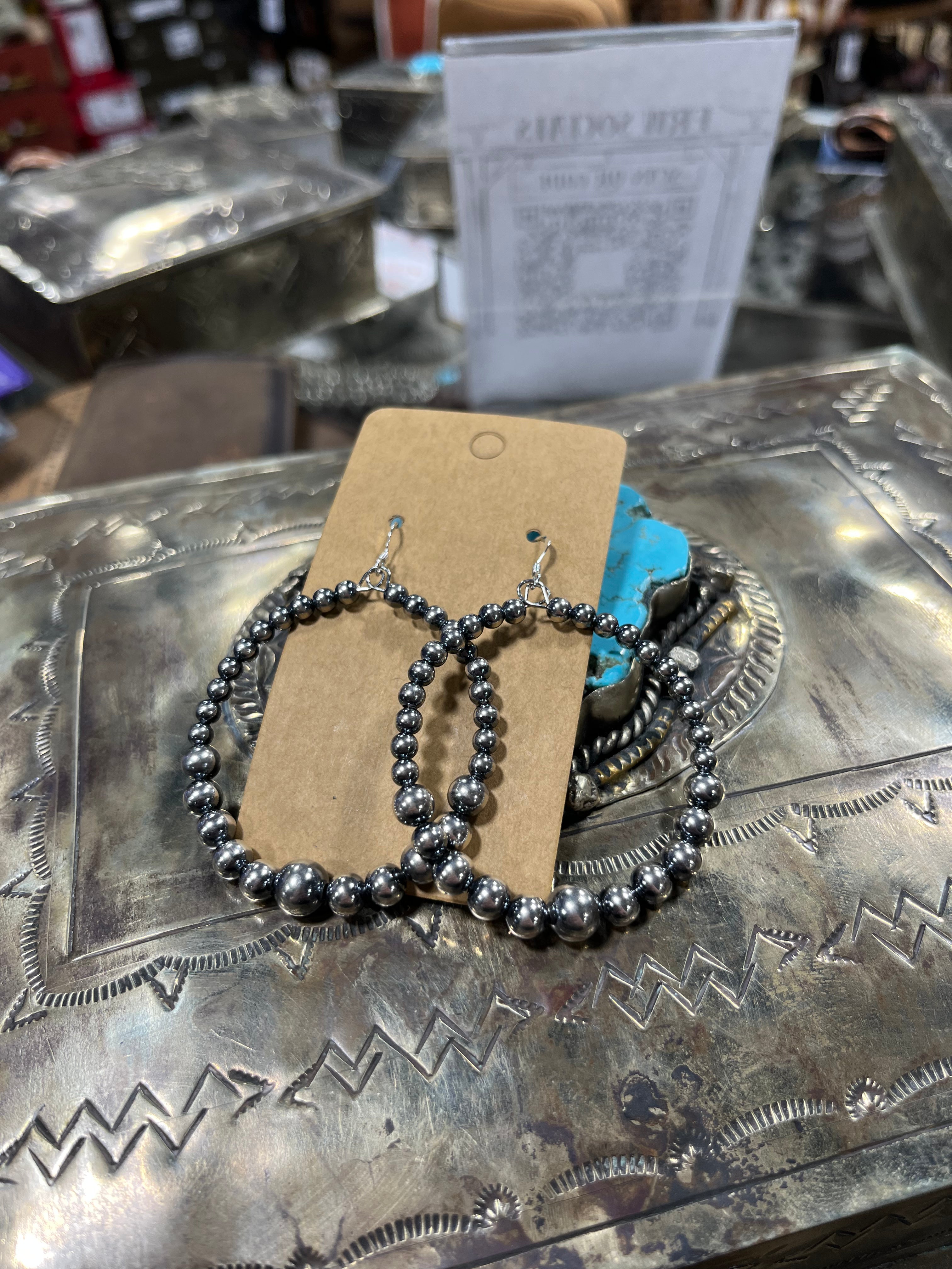 Large Navajo Pearl Hoops