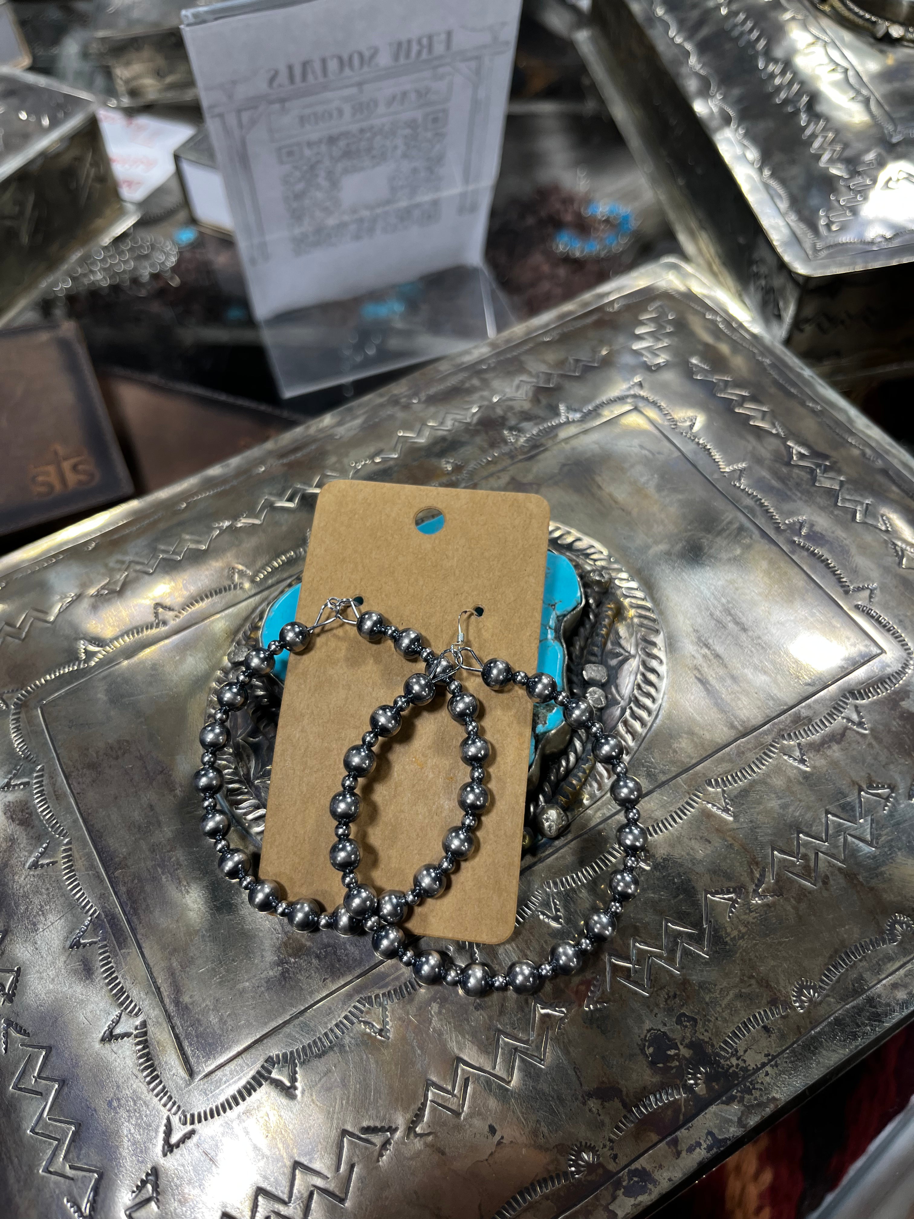 Little Big Little Navajo Pearl Hoops