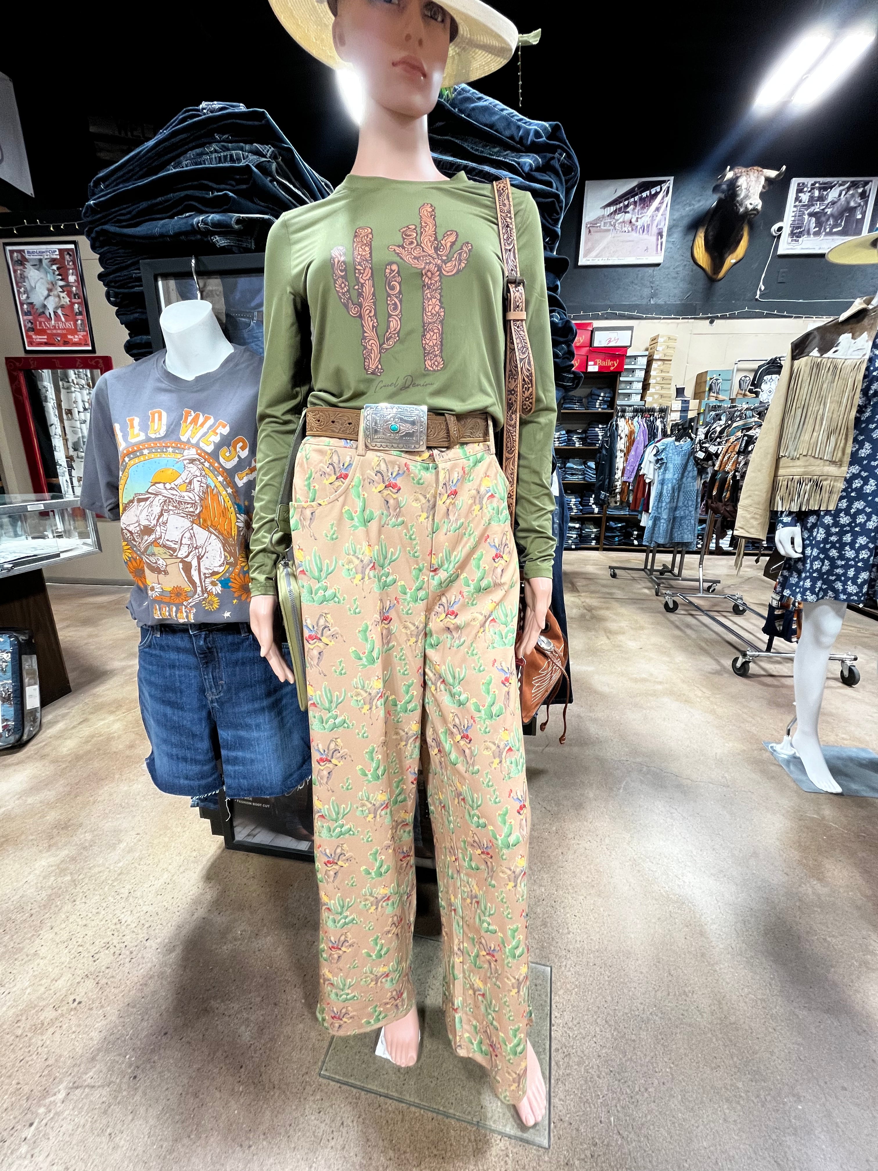 Retro Cactus Cowboy Trousers