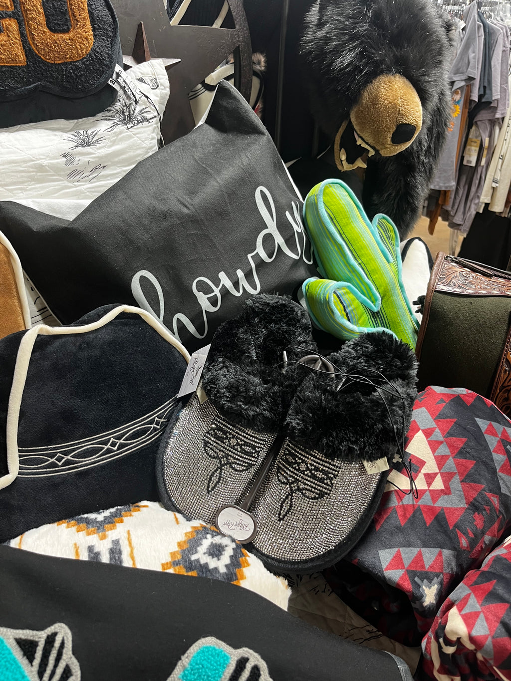 Rhinestone Boot Stitch House Slippers