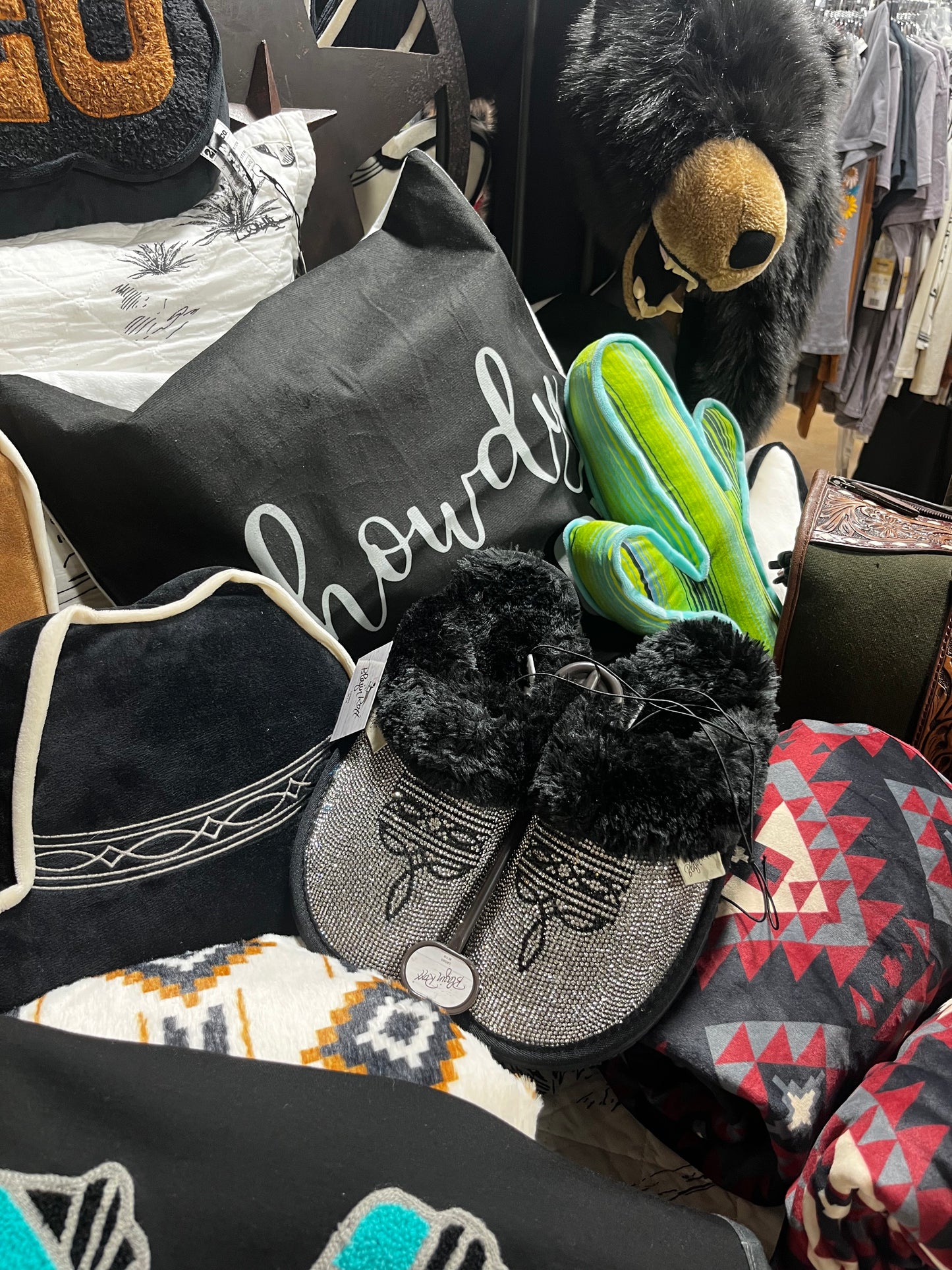 Rhinestone Boot Stitch House Slippers