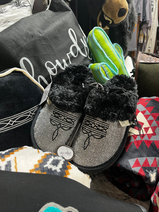 Rhinestone Boot Stitch House Slippers