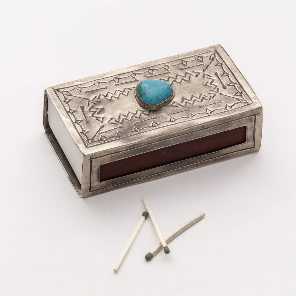 Large Stamped Matchbox Cover W-Turquoise
