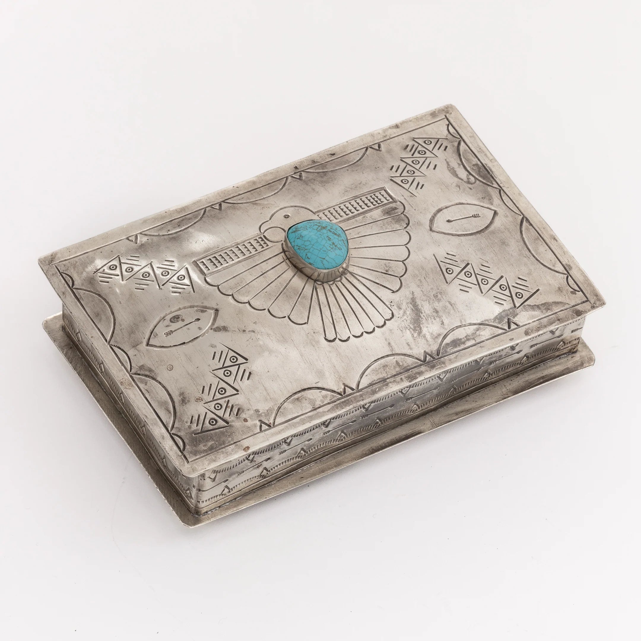 Stamped Thunderbird Box With Turquoise