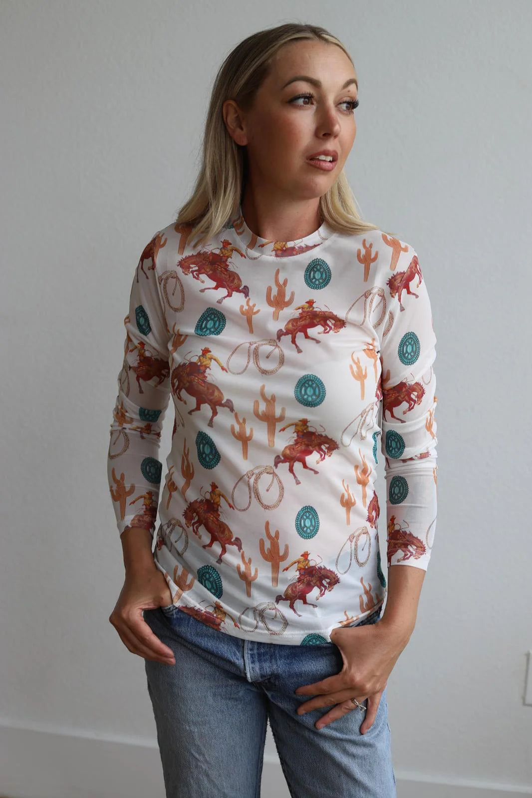 Bucking Concho Mesh Top