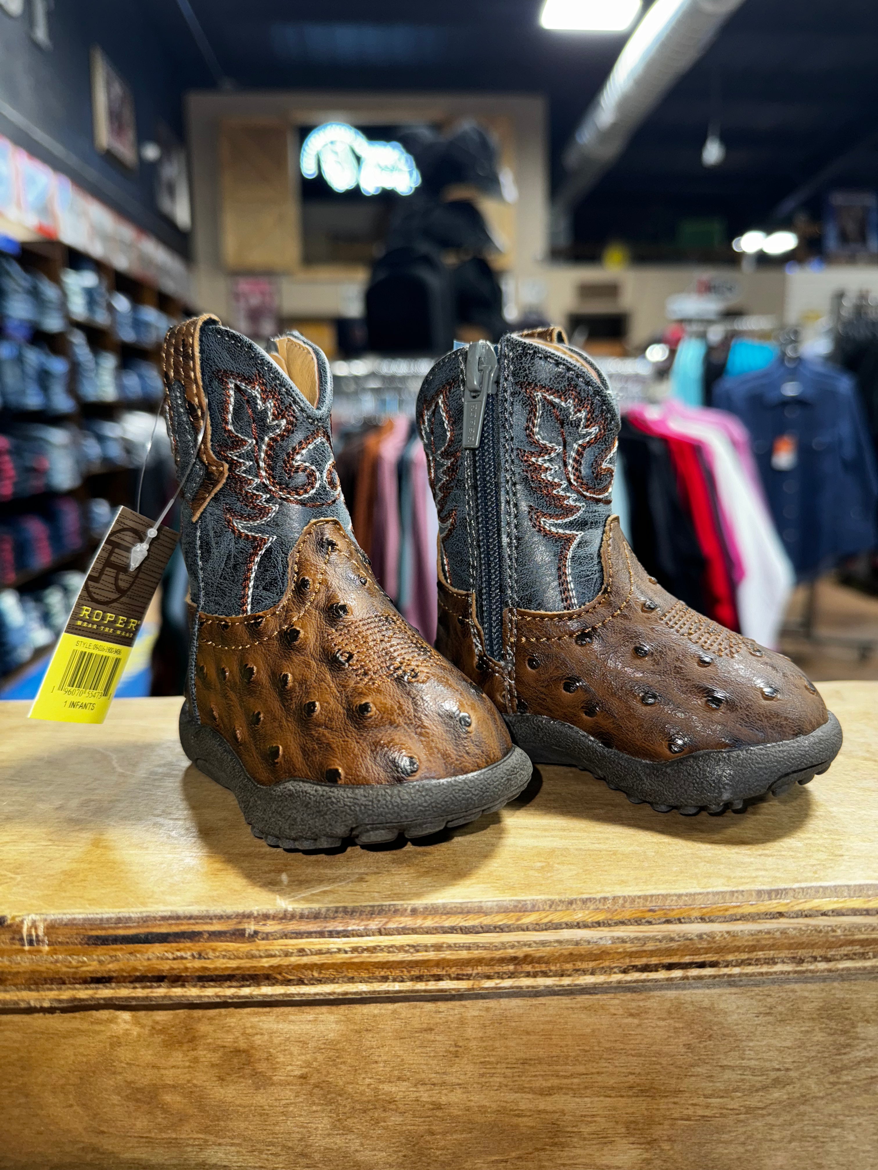 Roper Brown Ostrich Boots (3436) – Frost Ranch Wear