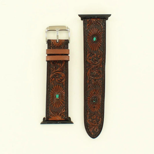 Nocona Turquoise Concho Leather Watch Band