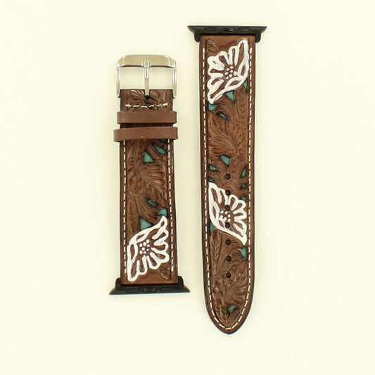 Nocona White Floral with Turquoise inlay (0833)