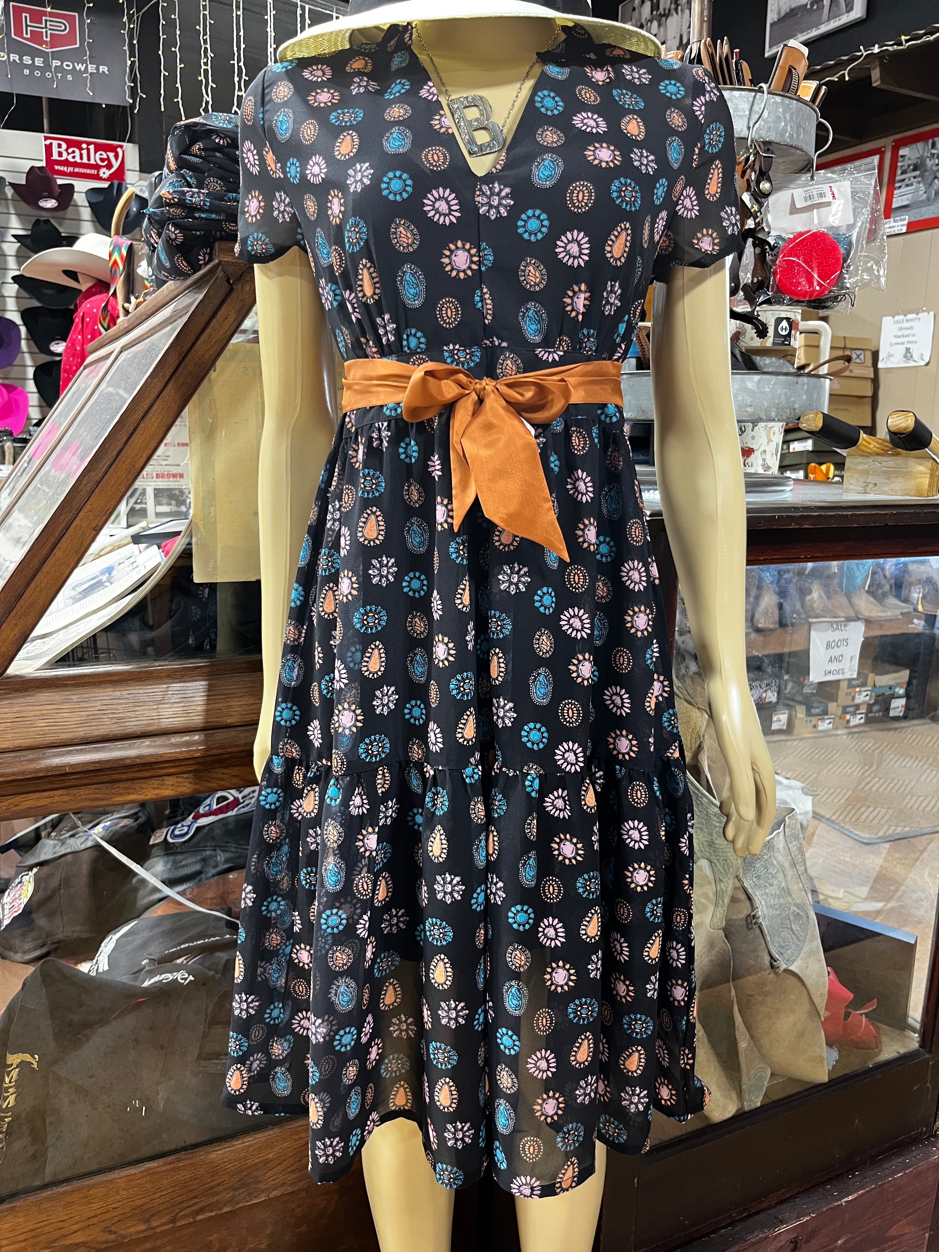 Turquoise Blossom Roper Dress