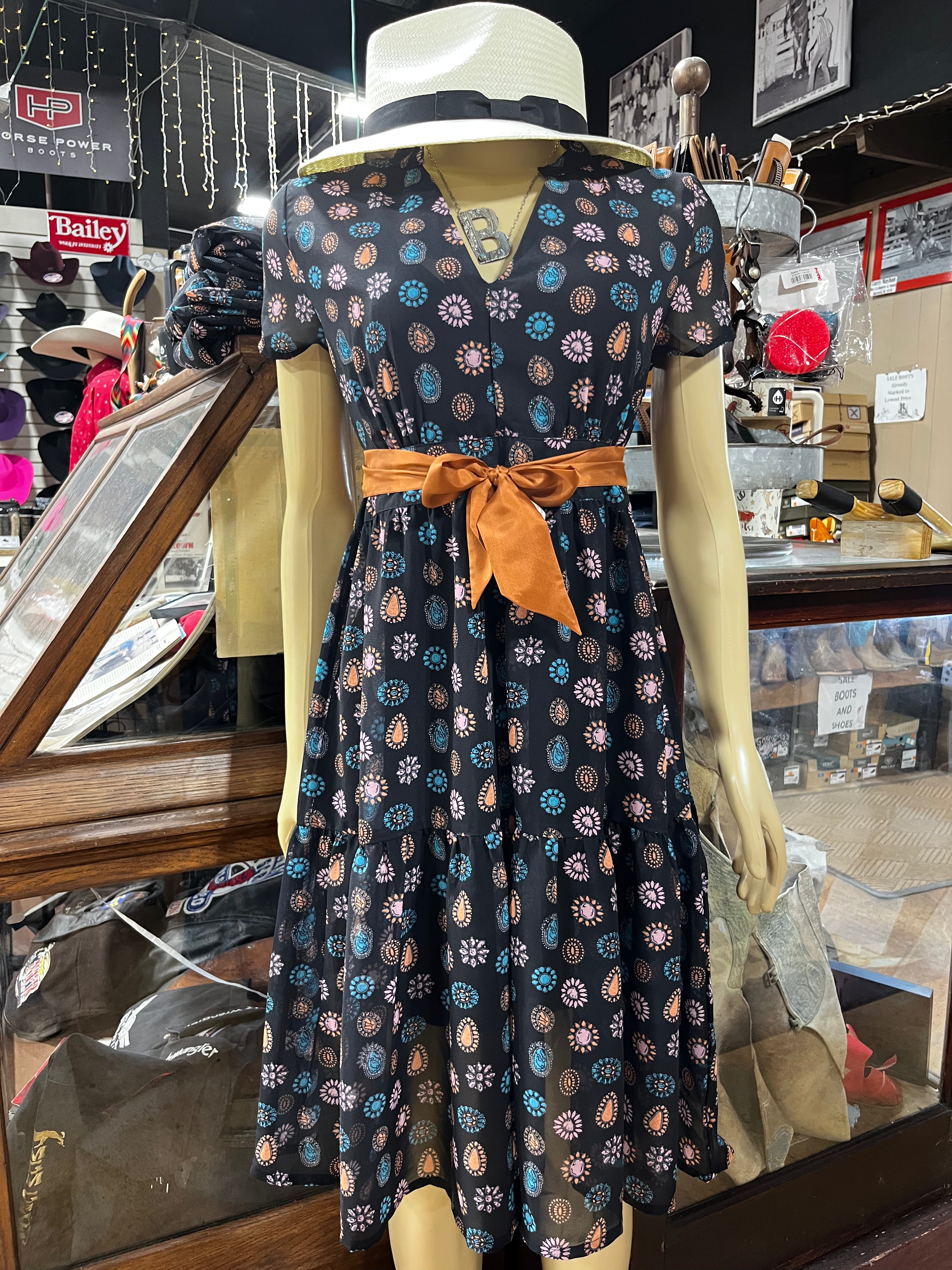 Turquoise Blossom Roper Dress