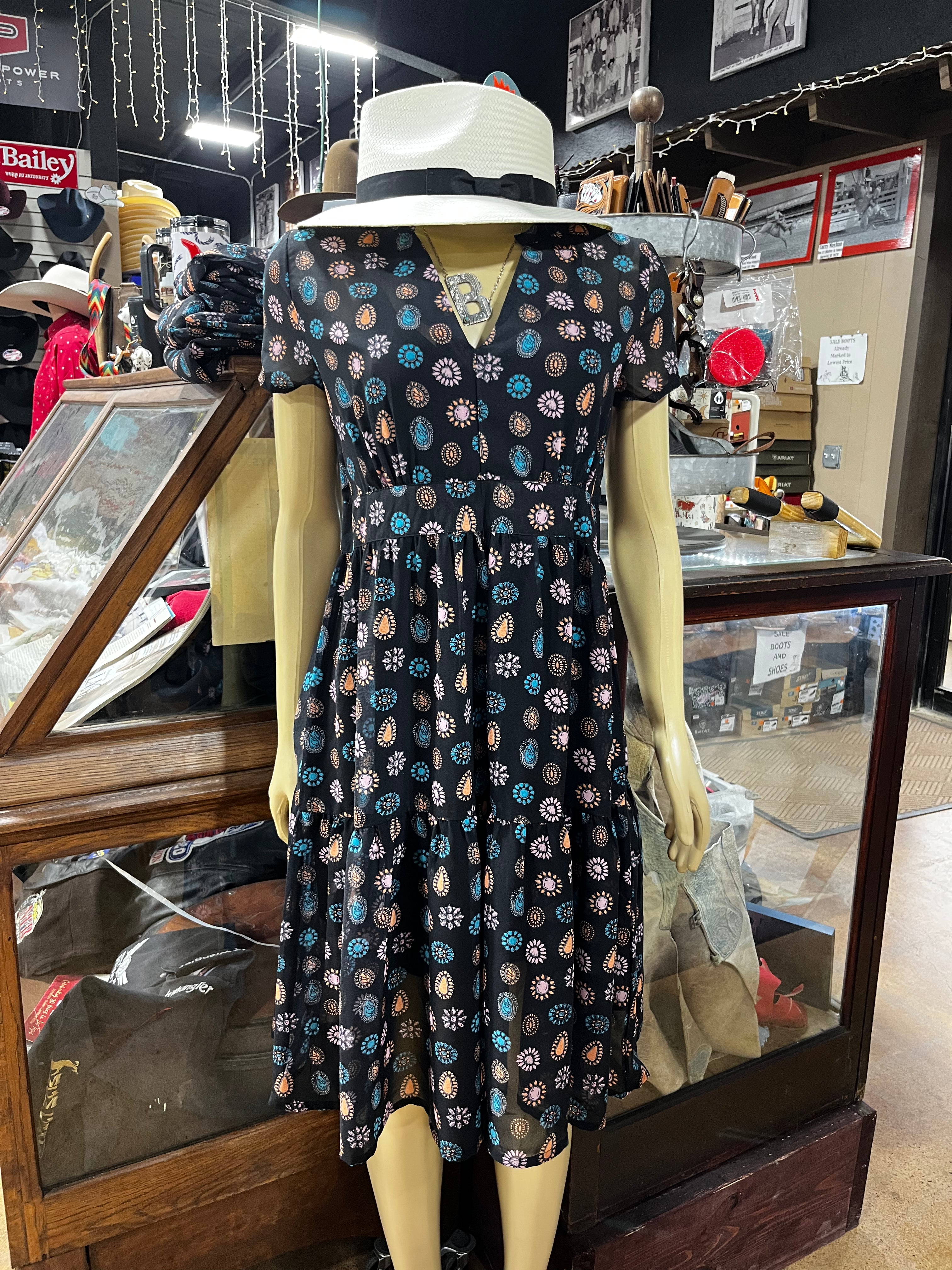 Turquoise Blossom Roper Dress