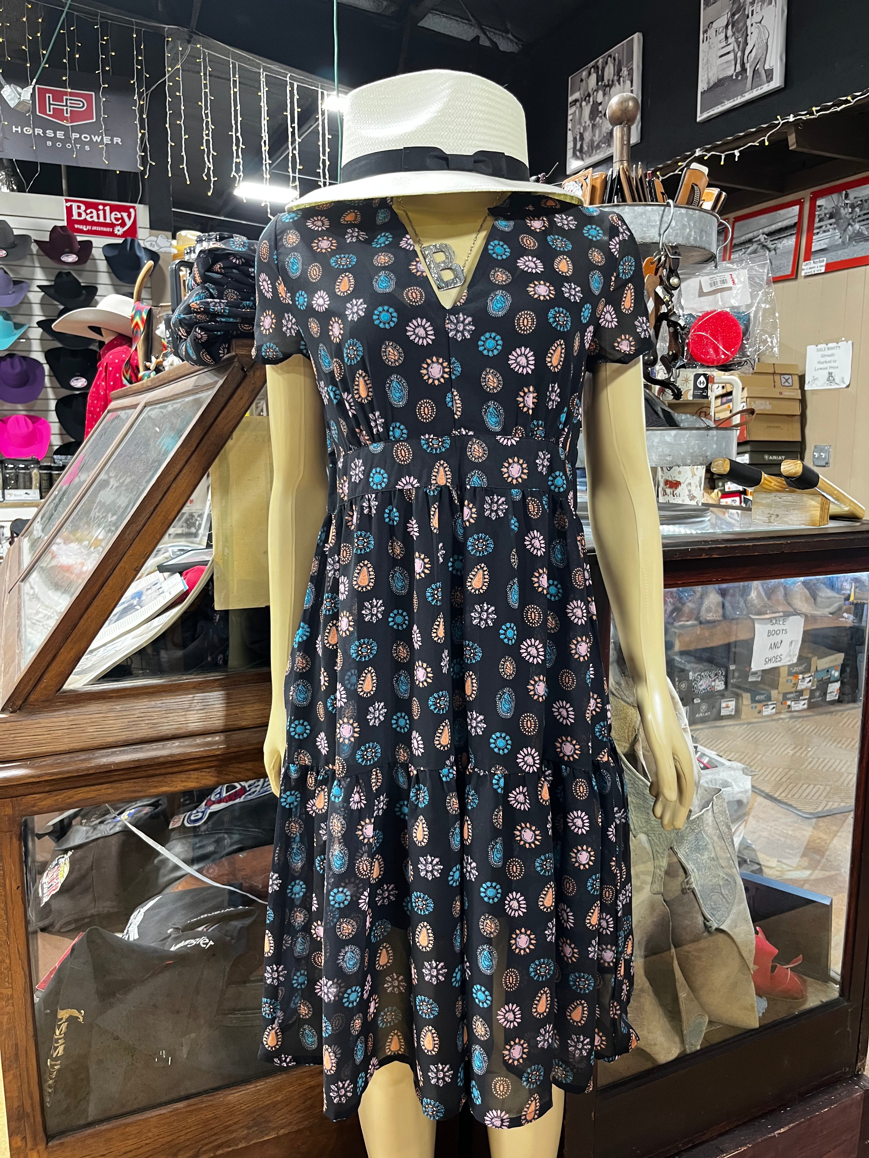 Turquoise Blossom Roper Dress