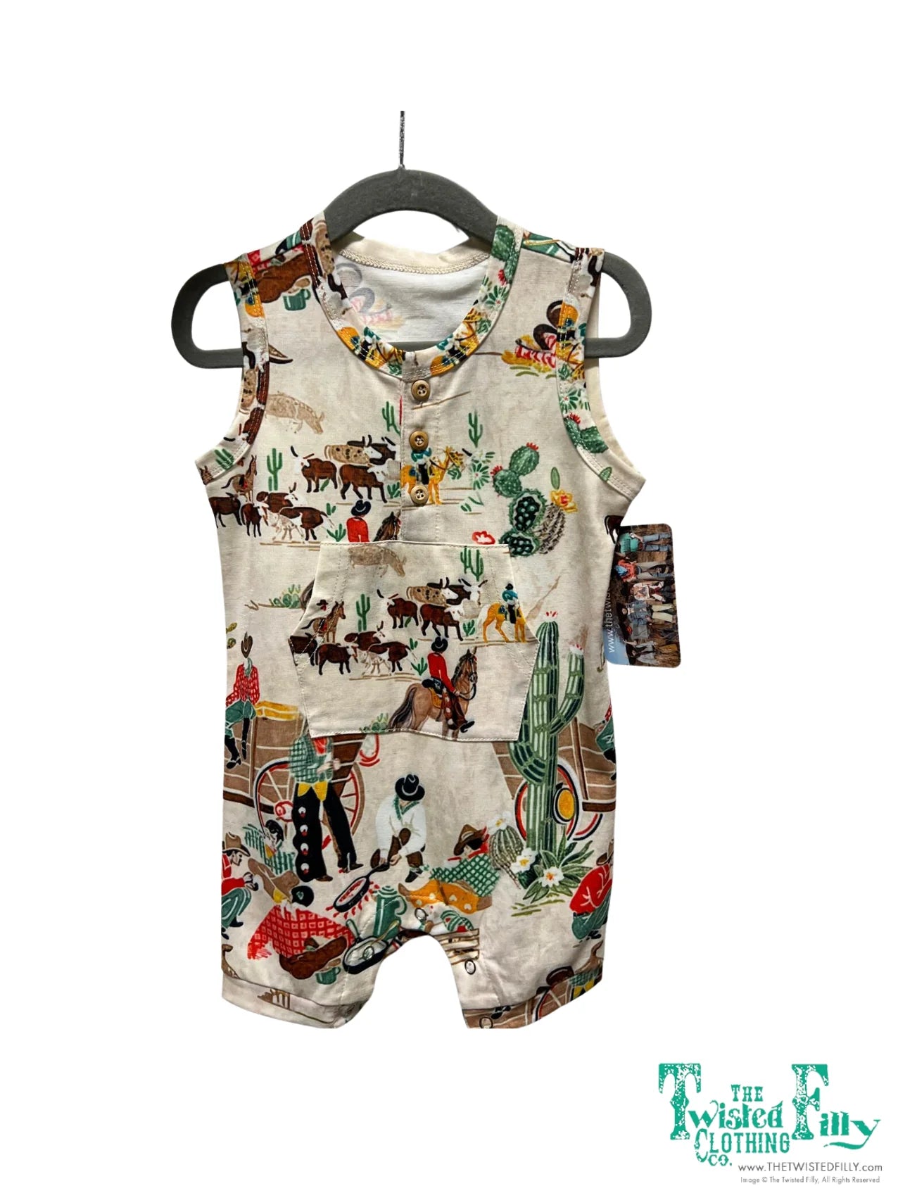 Infant Taupe Cowboy Romper