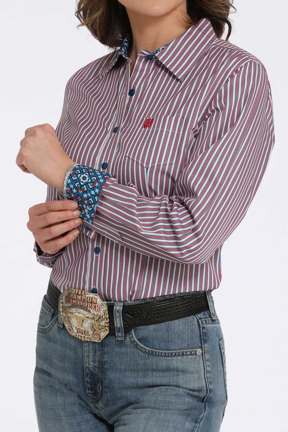 Women’s Red/White/Blue Striped Shirt (4249)