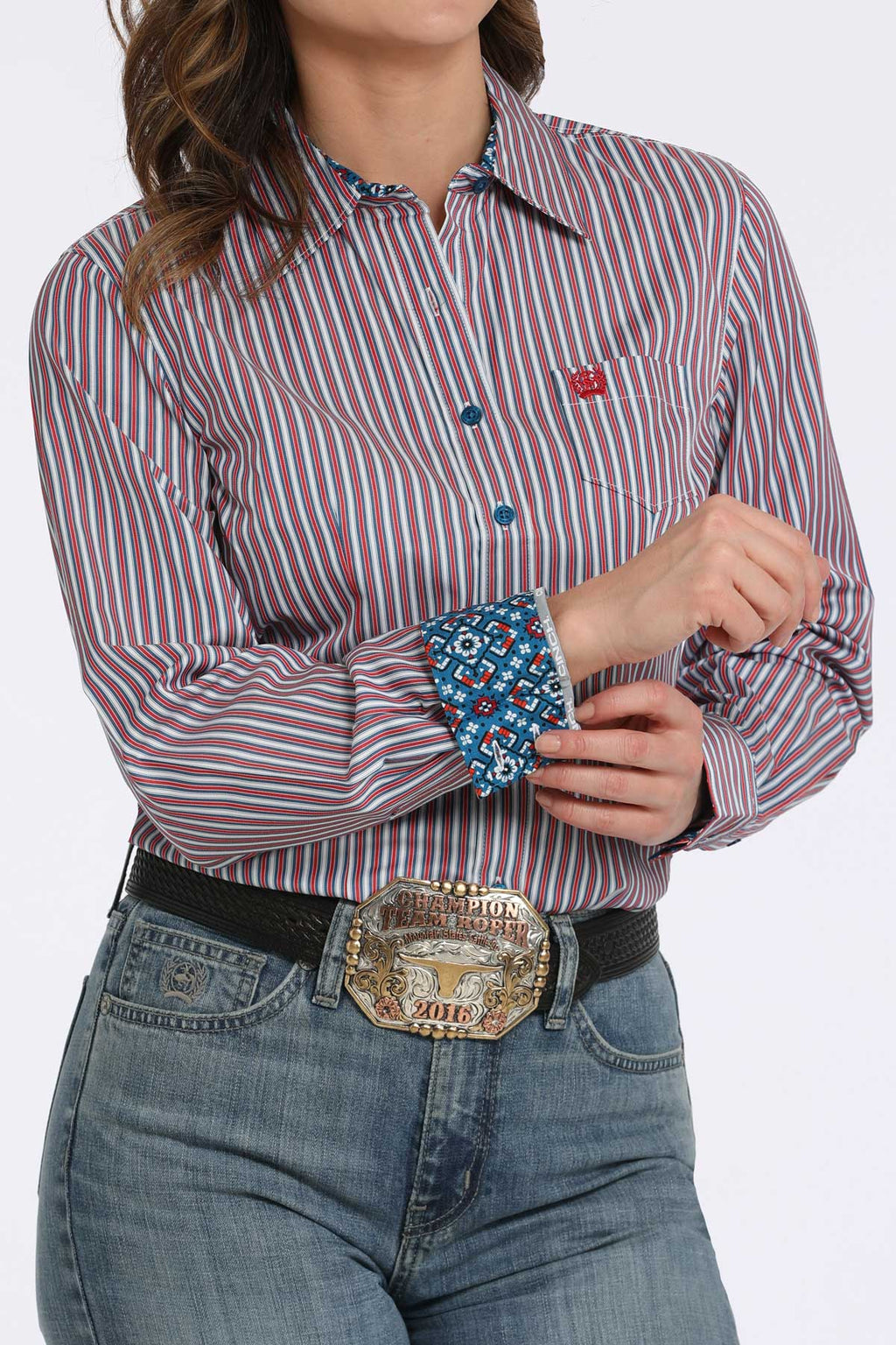 Women’s Red/White/Blue Striped Shirt (4249)